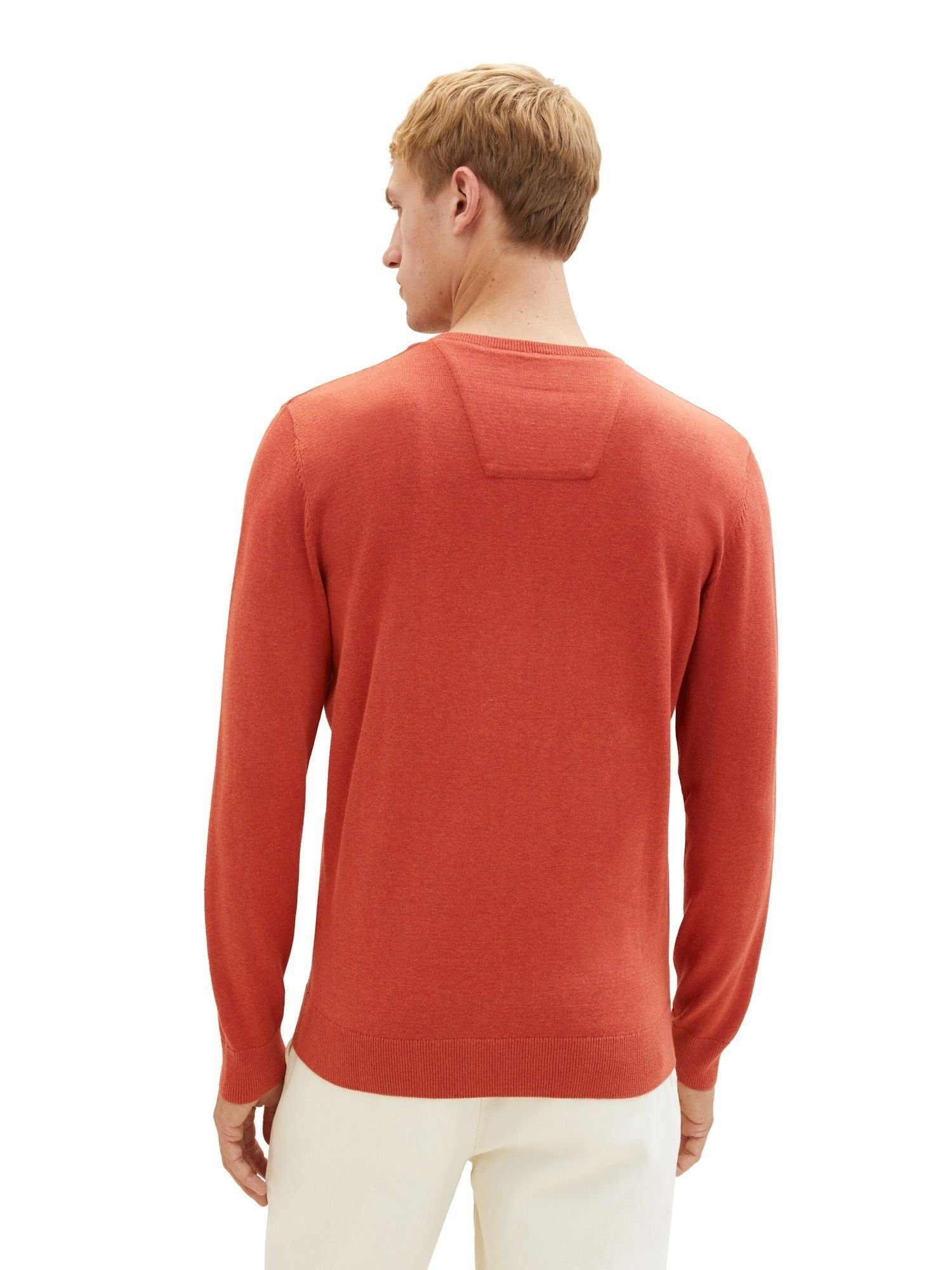 TOM TAILOR Sweatshirt (1-tlg) Sweatshirt Rippbündchen mit Pullover rot meliert