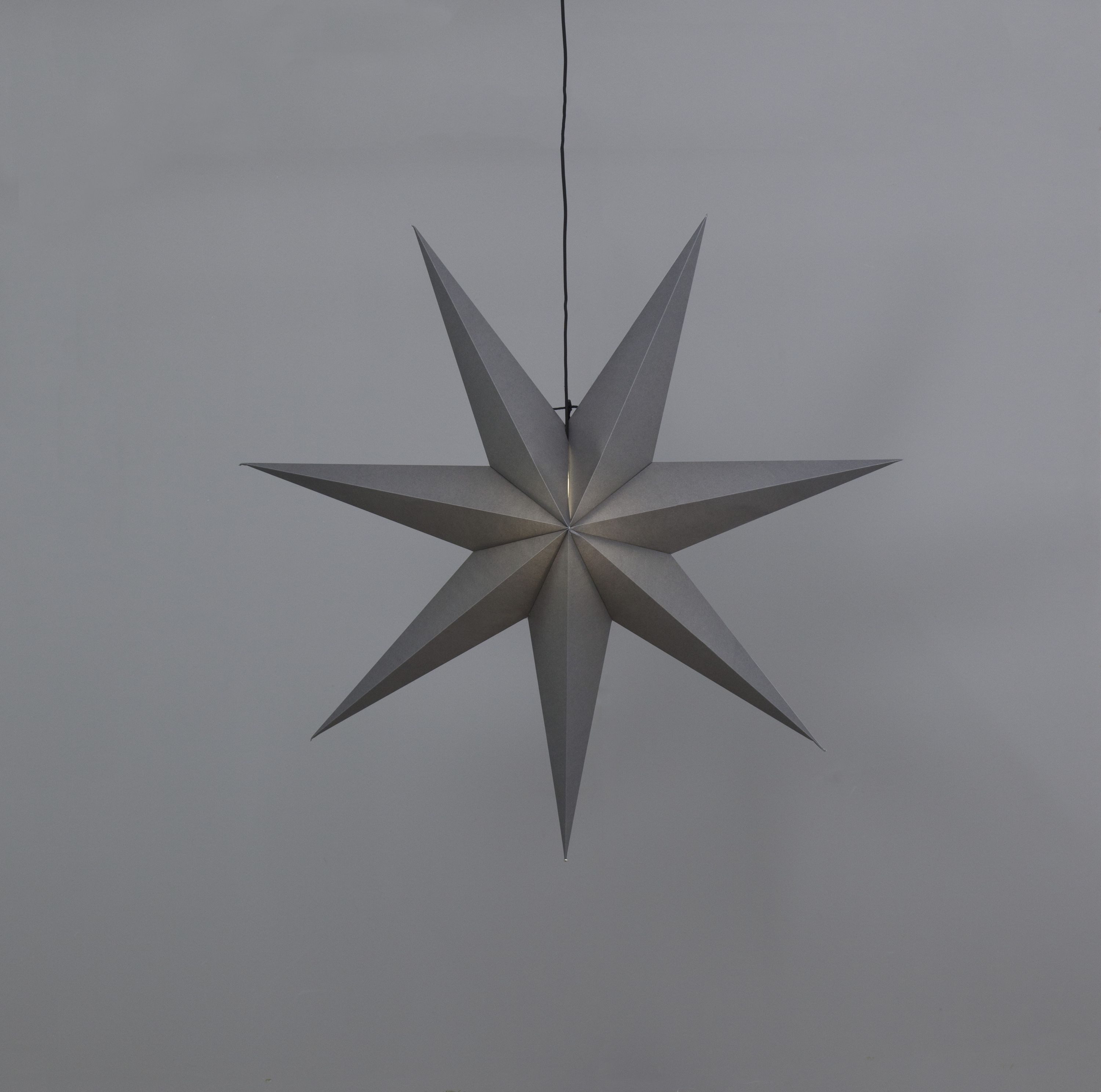 STAR TRADING LED Stern Papierstern Leuchtstern Faltstern 7zackig hängend 100cm mit Kabel grau