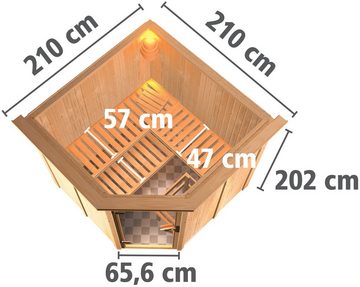 Karibu Sauna Jarla, BxTxH: 210 x 210 x 202 cm, 68 mm, (Set) 9-kW-Ofen mit externer Steuerung