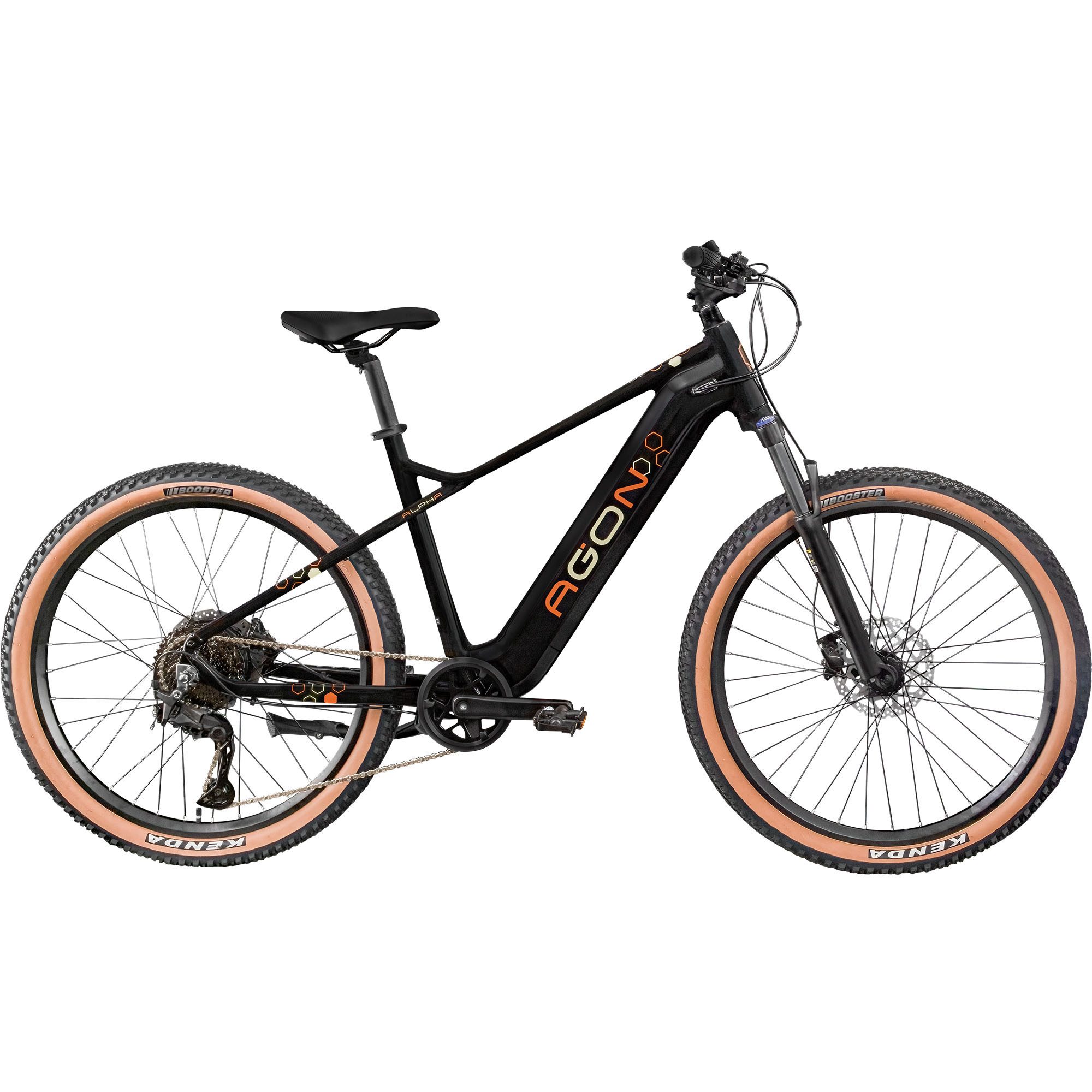 AGON E-Bike Mountainbike Alpha, 10 Gang Shimano Deore SGS T6000 Schaltwerk, Kettenschaltung, Heckmotor, 540 Wh, E Bike Mountainbike Herren oder Damen 160 - 185 cm