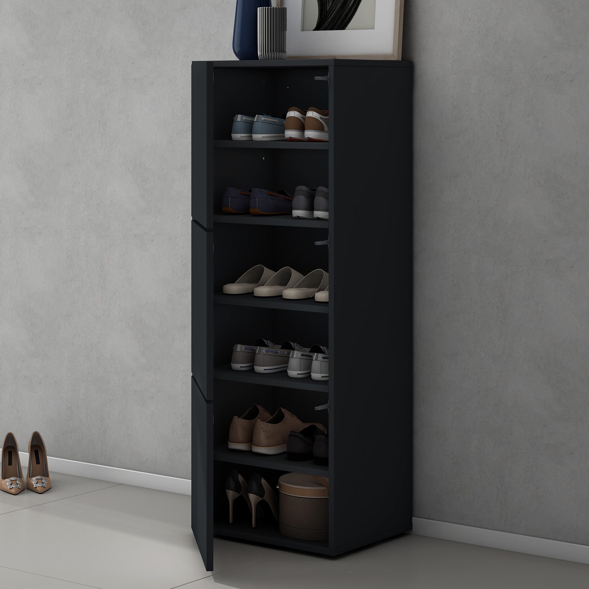 doporro Schuhschrank Schuhregal Schuhkipper mit 3 Fächern BTH:45x36x120cm Schuhschrank02 – Bild 3 von 5