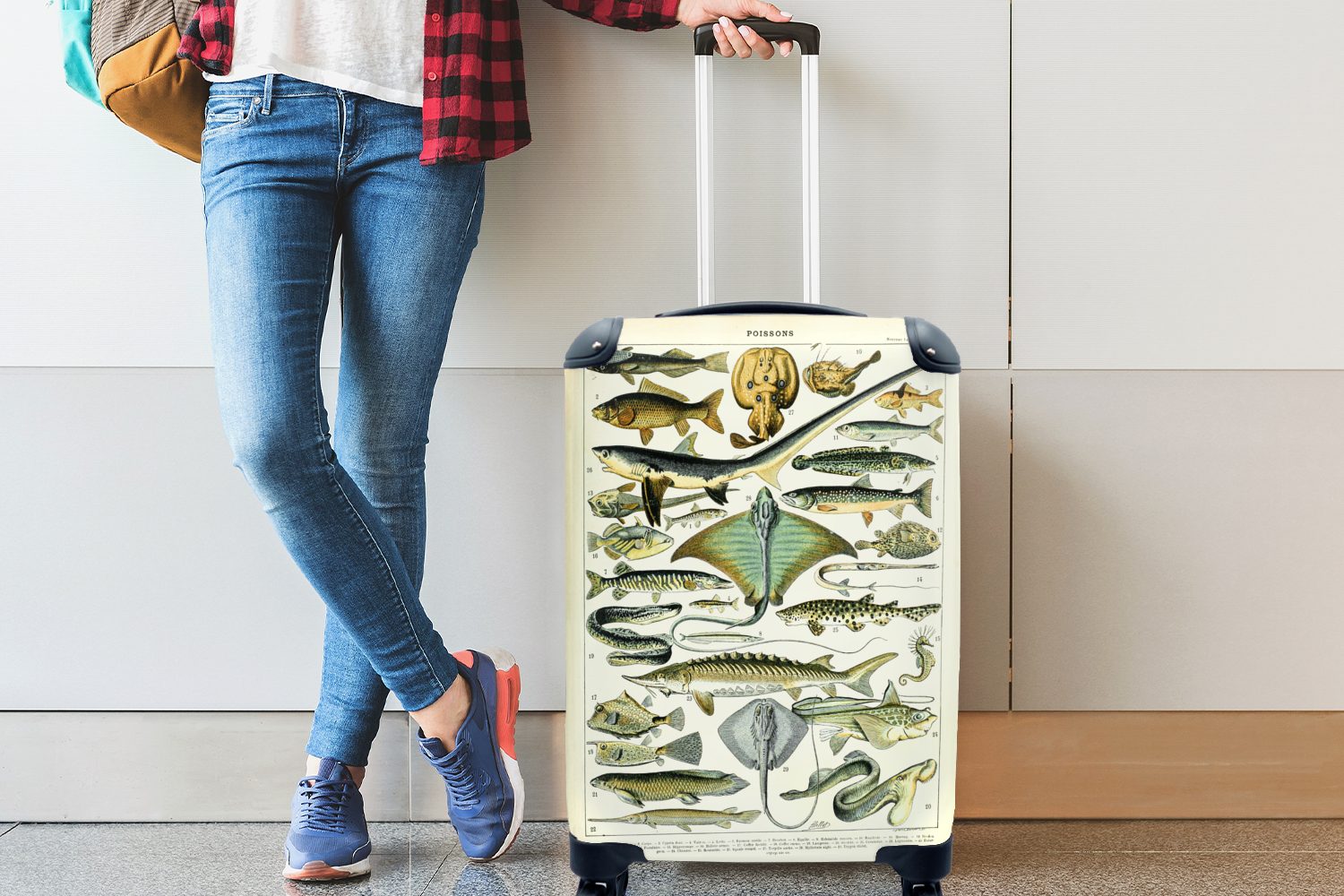 Tiere MuchoWow mit Handgepäck Reisekoffer 4 Ferien, für Vintage, Handgepäckkoffer rollen, - Reisetasche - Meerestiere Trolley, Rollen,