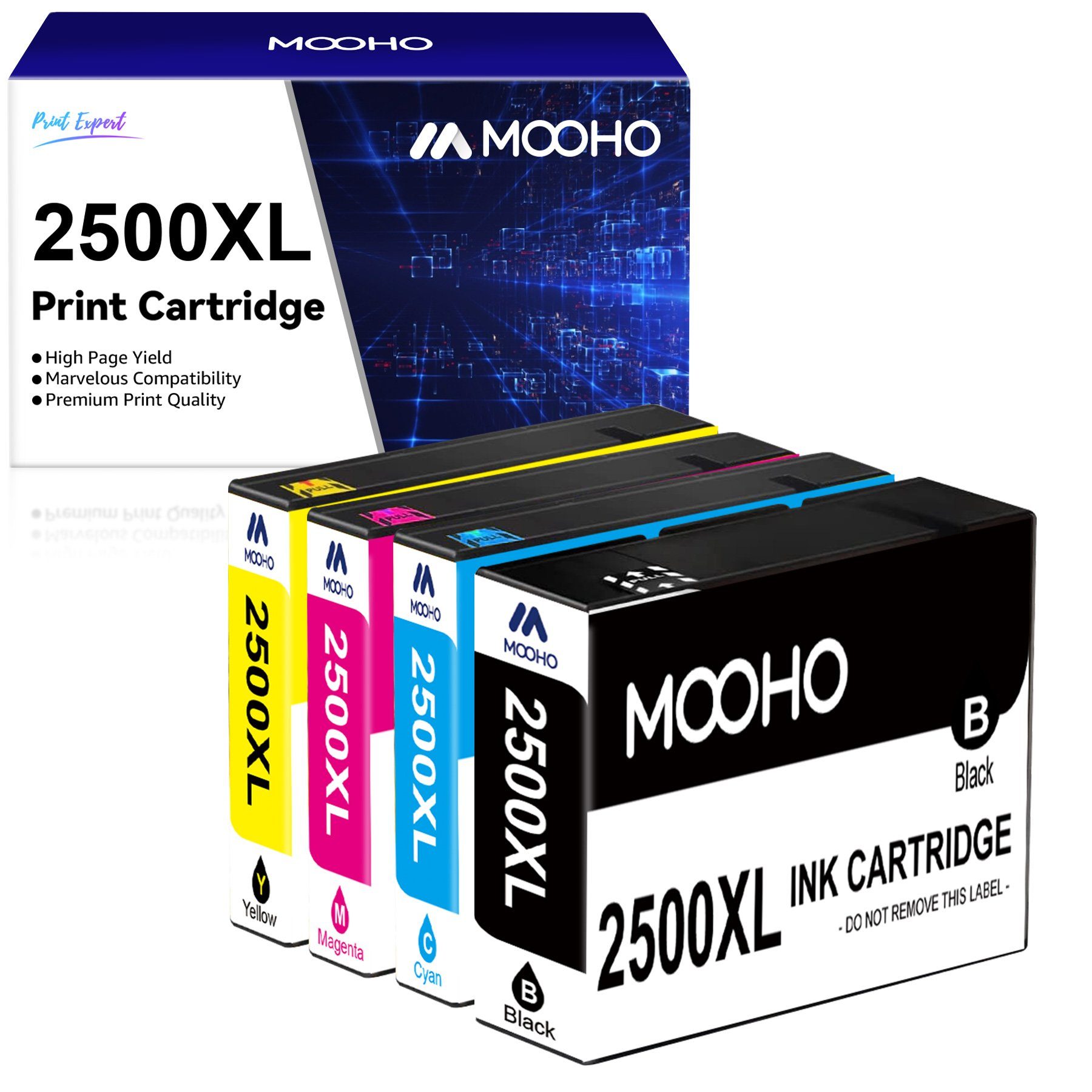 (Canon MB5350 4er-Farben Maxify Tintenpatrone iB4050 MOOHO MB5050 Canon Multipack MB5155 XL MB5455) Kompatibel iB4150 MB5450 PGI-2500 MB5150,