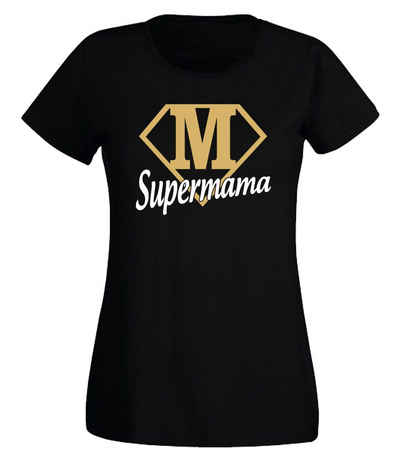 G-graphics T-Shirt Damen T-Shirt - M – Supermama mit trendigem Frontprint, Slim-fit, Aufdruck auf der Vorderseite, Spruch/Sprüche/Print/Motiv, für jung & alt