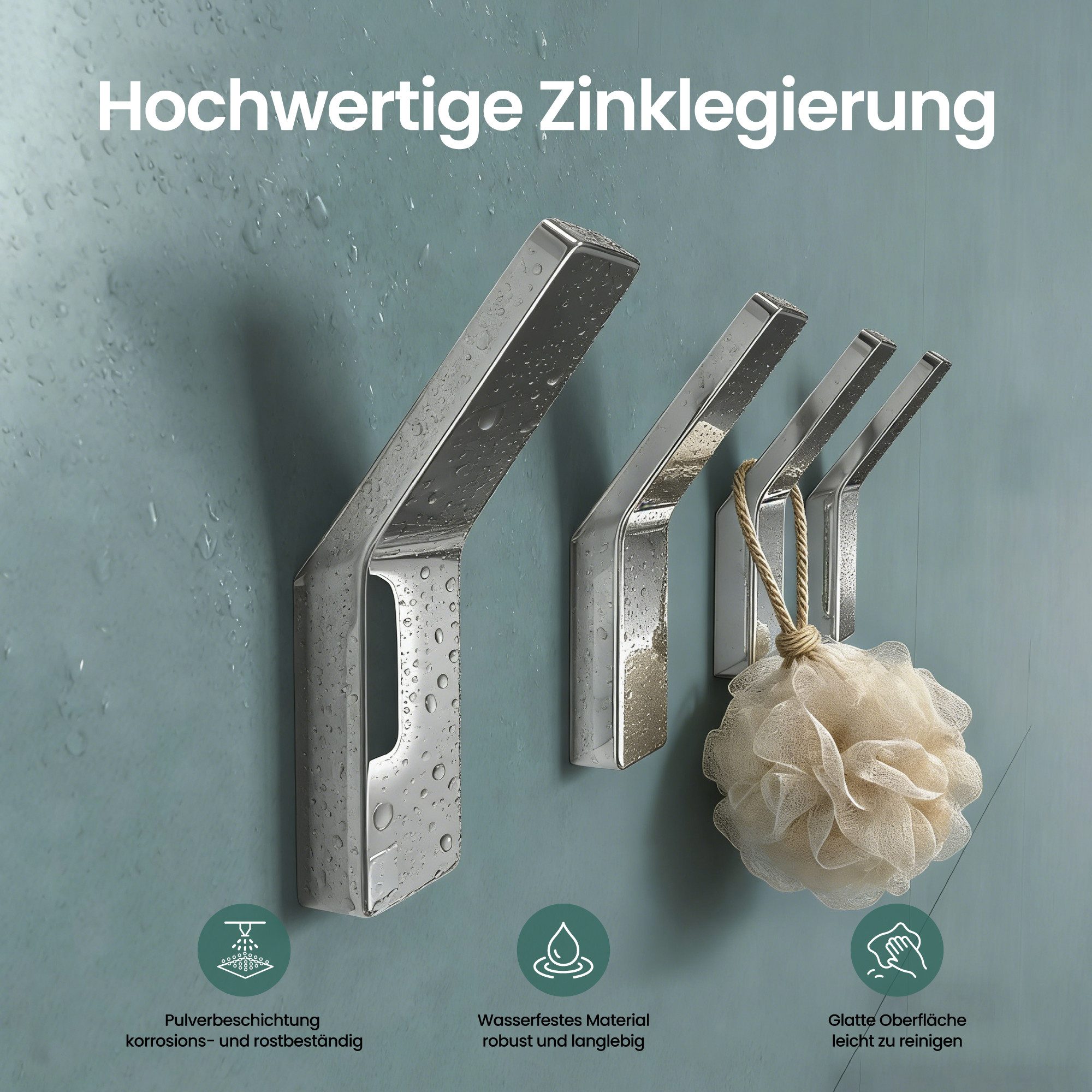 Mai & Mai Wandgarderobe Kleiderhaken Garderobenhaken 4 Stück BxTxH: 24x9x75cm Stalo-13, aus hochwertiger Zinklegierung, Minimalistische Design