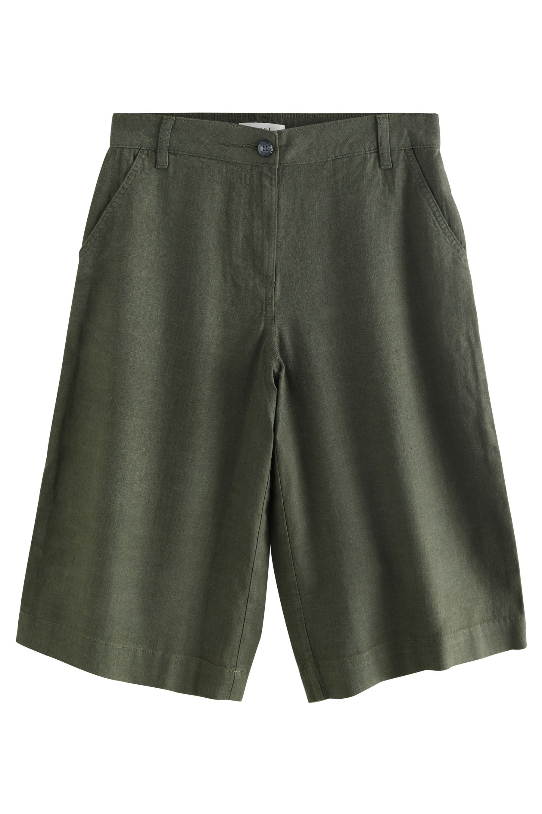 Shorts Lange Jeansshorts mit Leinenanteil, Kurzgröße