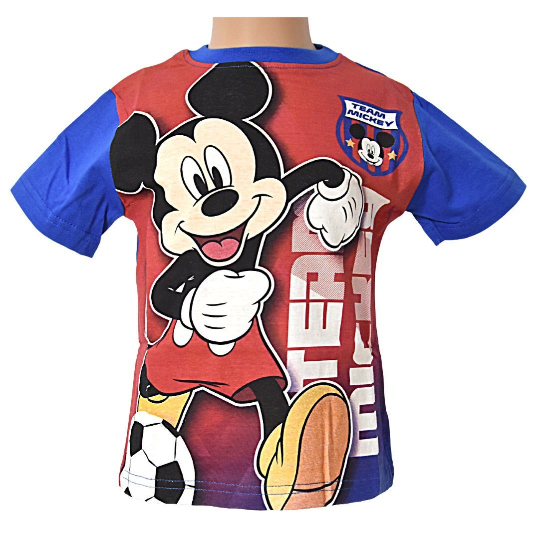 116 Kurzarmshirt 92- Team Mouse cm Fußball Jungen Mickey Blau Mickey Gr. Disney T-Shirt