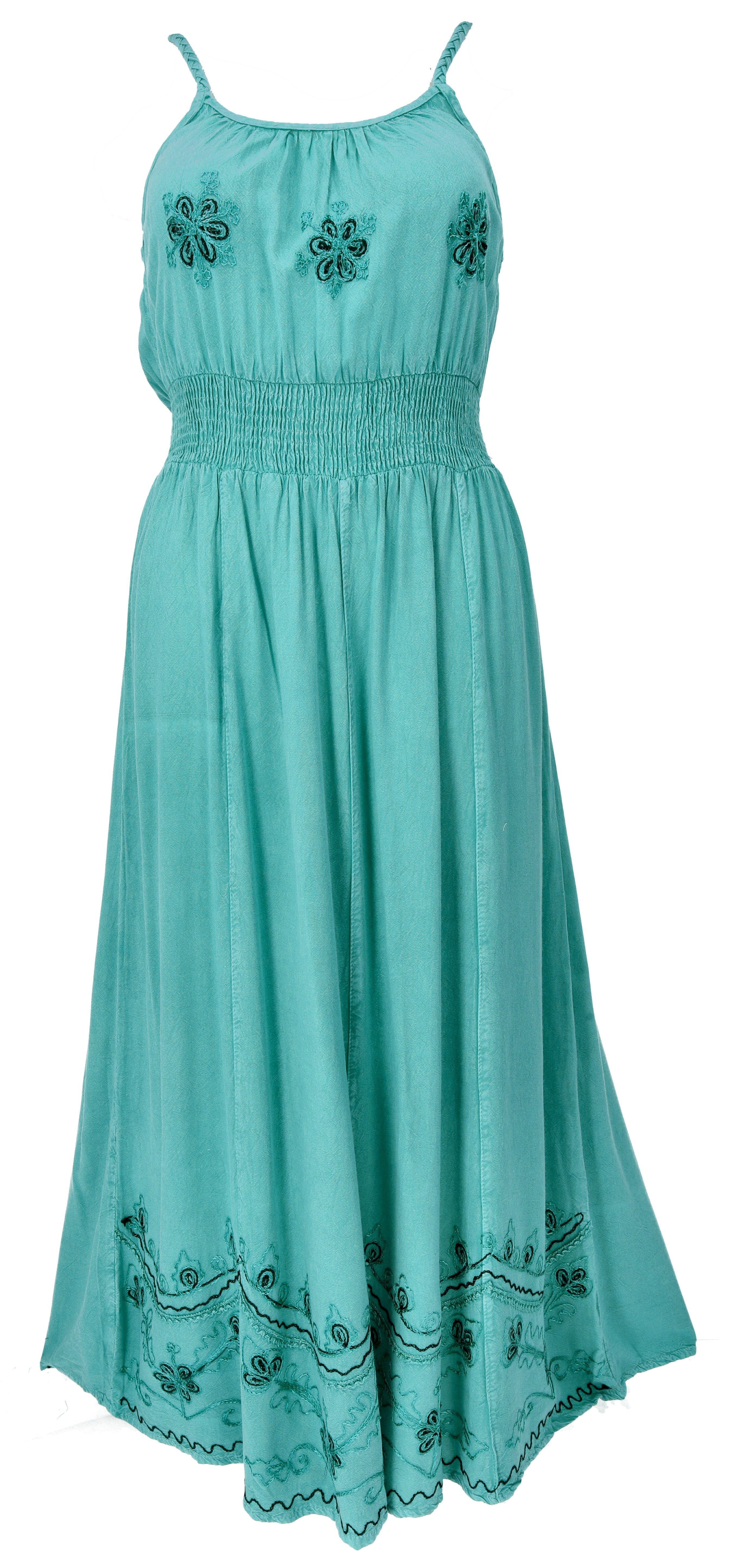 Guru-Shop Midikleid Besticktes Boho Sommerkleid, langes besticktes.. alternative Bekleidung