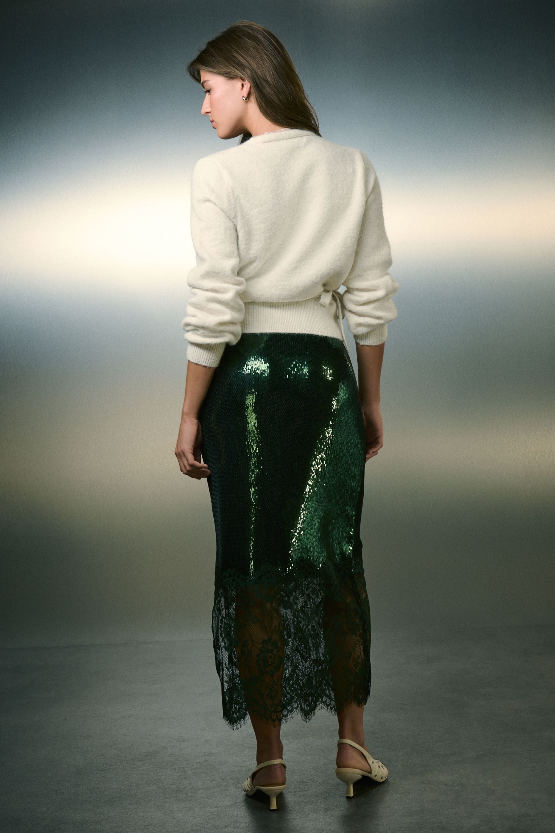 Next Midirock Pailletten-Midirock mit Spitzenbesatz (1-tlg) günstig online kaufen