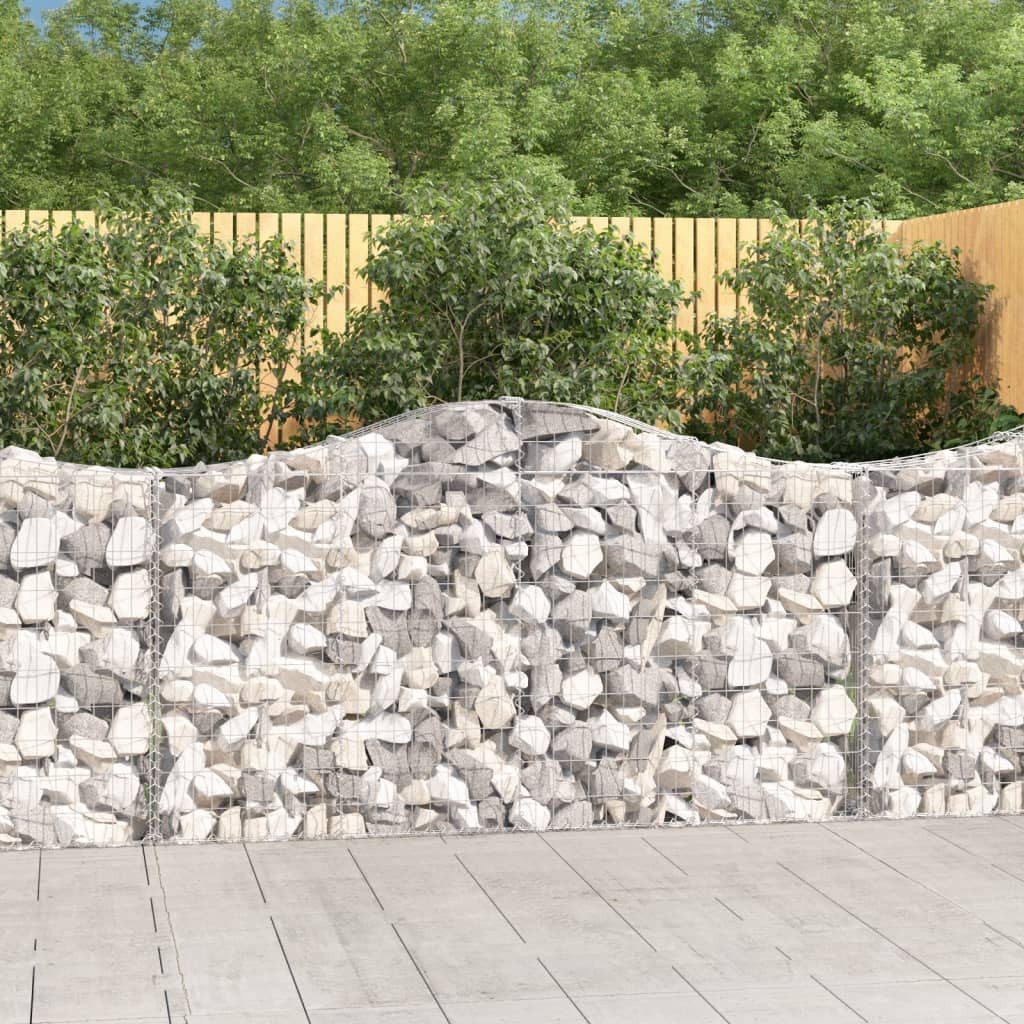 Thumbnail - vidaXL Seitenmarkise Gabione mit Hochbogen 200x30x100120 cm Verzinktes Eisen Sichtschutz