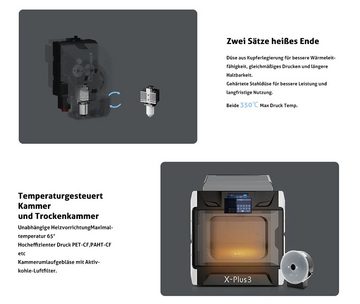 QIDI 3D-Drucker TECH X-Plus 3, Automatische Nivellierung, 600mm/s Druckgeschwindigkeit