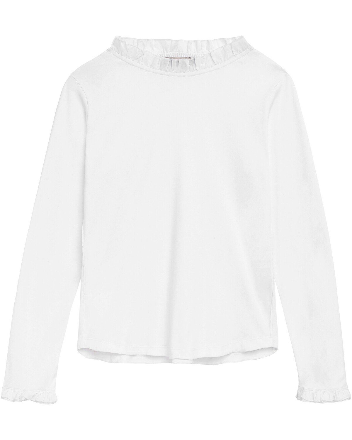 VON & ZU Langarmshirt Langarm-Shirt Weiß mit Rüschen