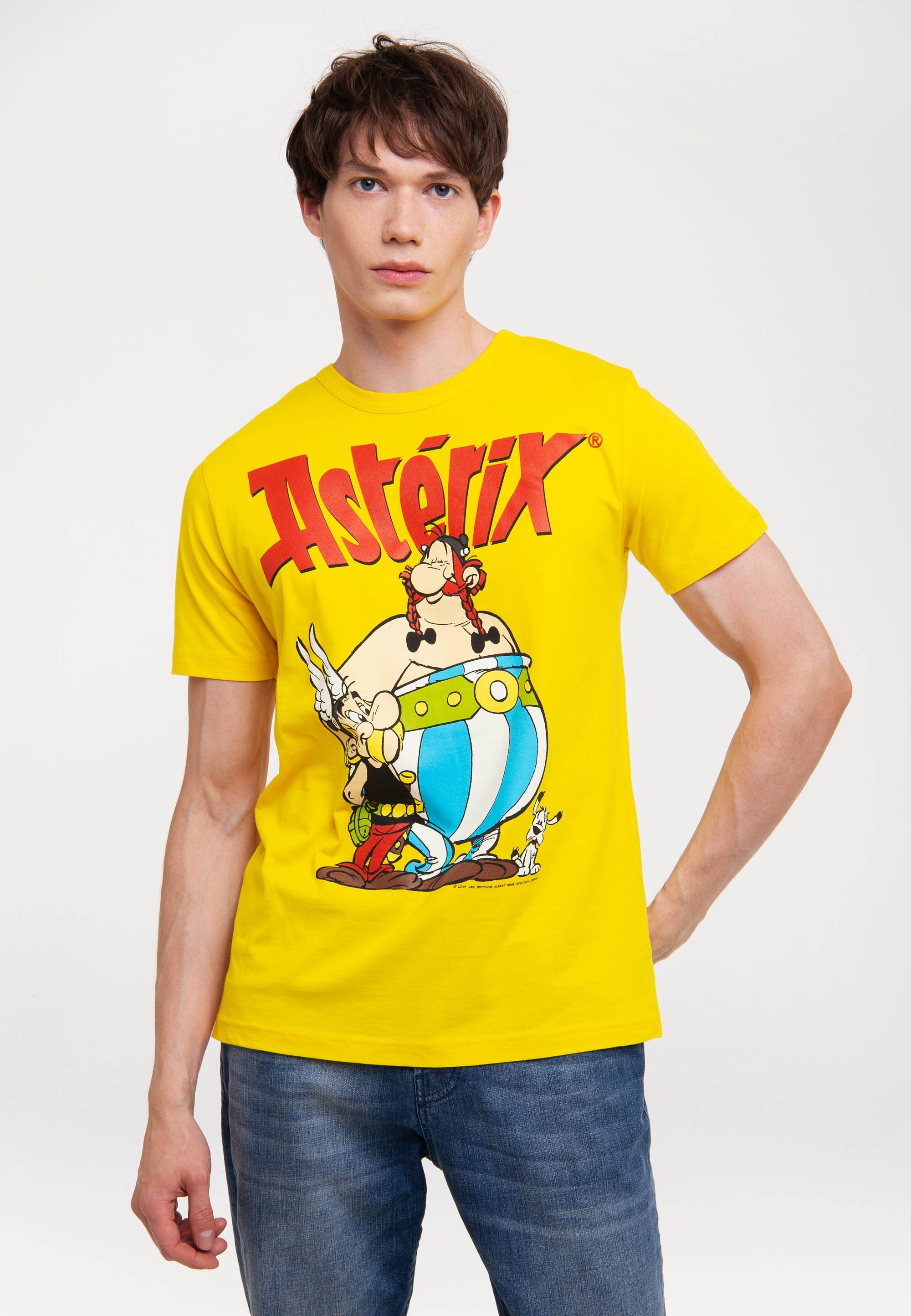 LOGOSHIRT T-Shirt Asterix - Asterix & Obelix mit Comic Print hellgelb