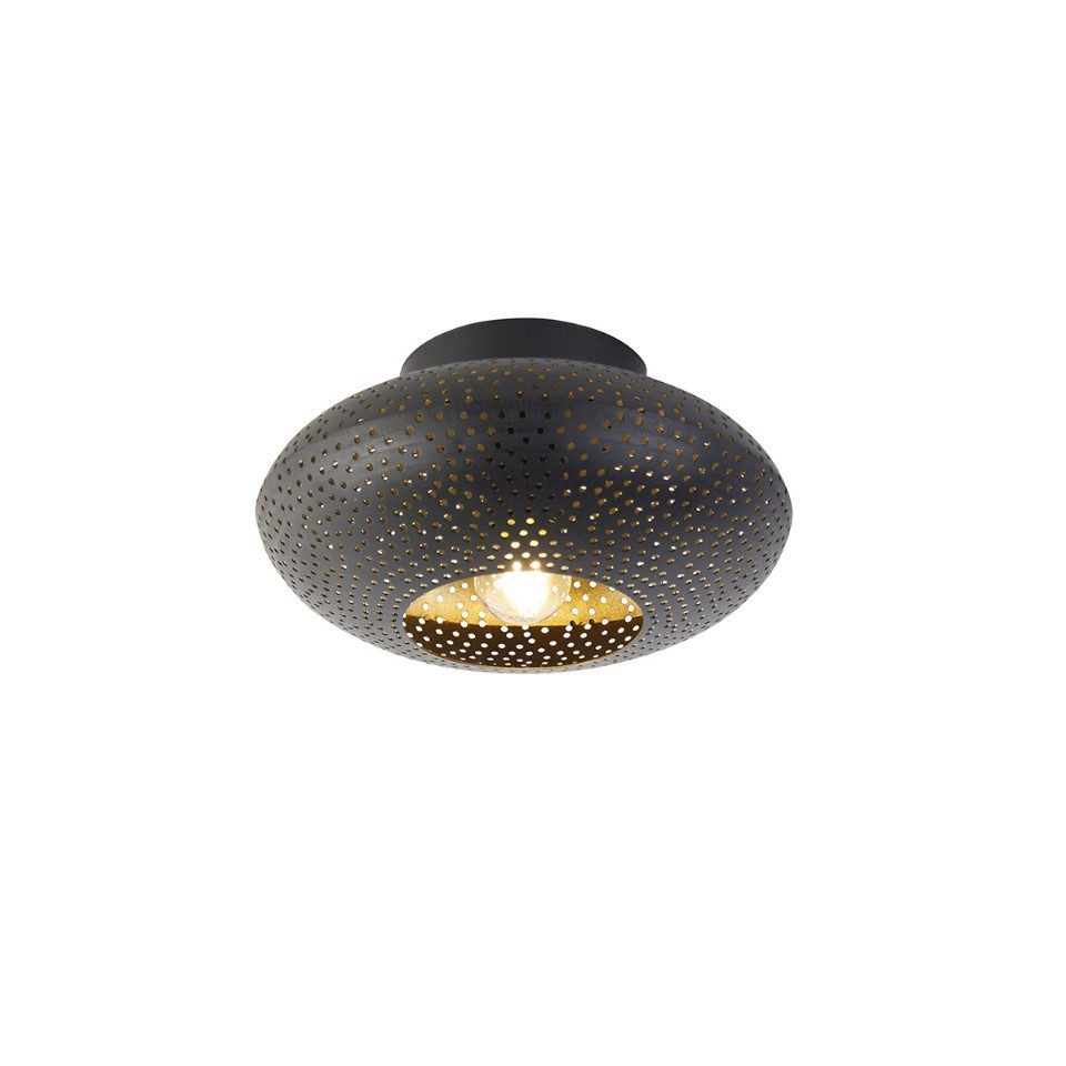 Qazqa Deckenleuchte Radiance, LED wechselbar, E27, Schwarz, Orientalisch, Stahl, 1-flammig
