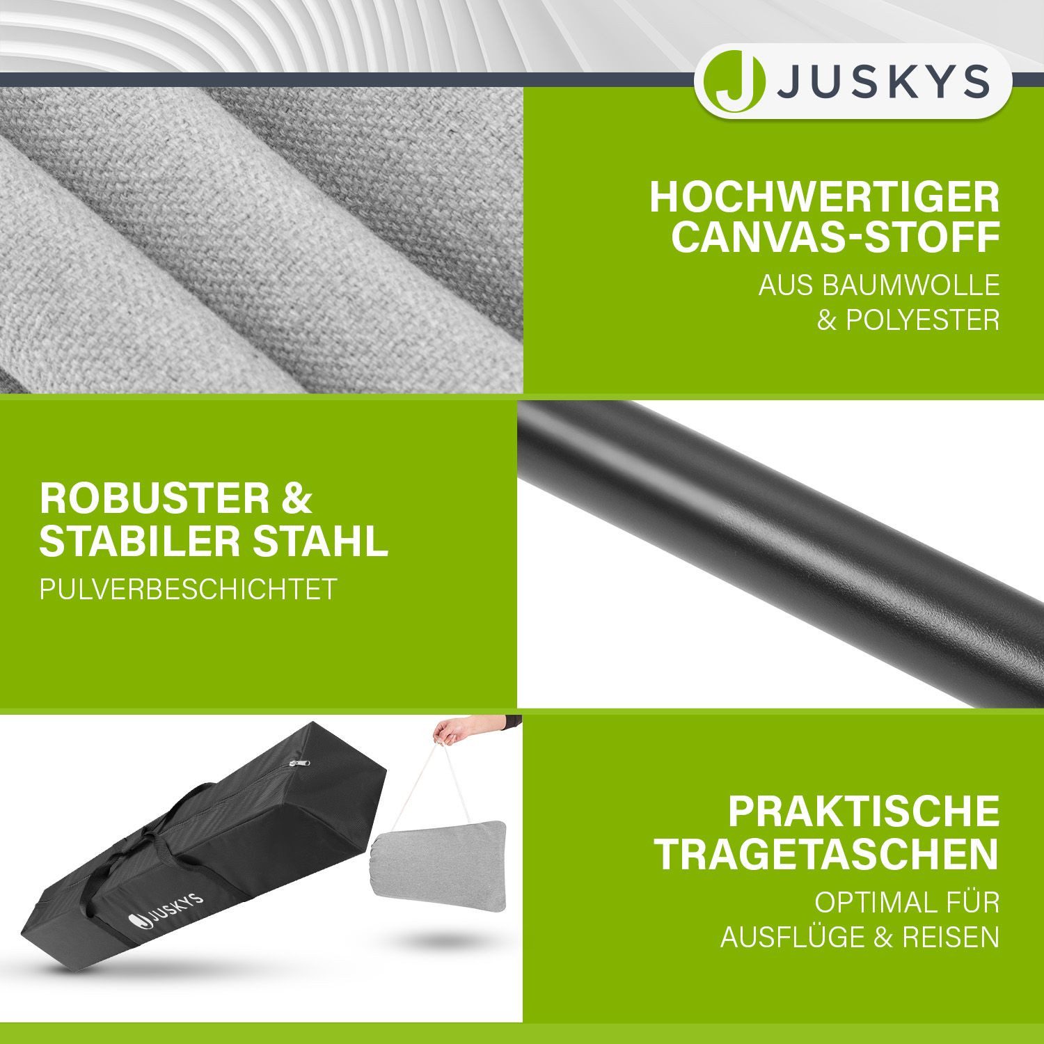 Juskys Hängematte Paya, für 2 Personen, mit Gestell und Tragetaschen, Indoor & Outdoor