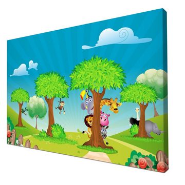 wandmotiv24 Leinwandbild Tierbaum, Kinder Motive (1 St), Wandbild, Wanddeko, Leinwandbilder in versch. Größen