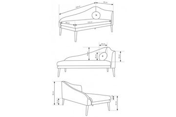 MOEBLO Chaiselongue BANGA, Zierkissen Beineholz Liegesofa,Récamière, Chaiselongue Relaxliege Ruheliege Liegestuhl Liegesessel, (BxHxT):160x86x80 cm