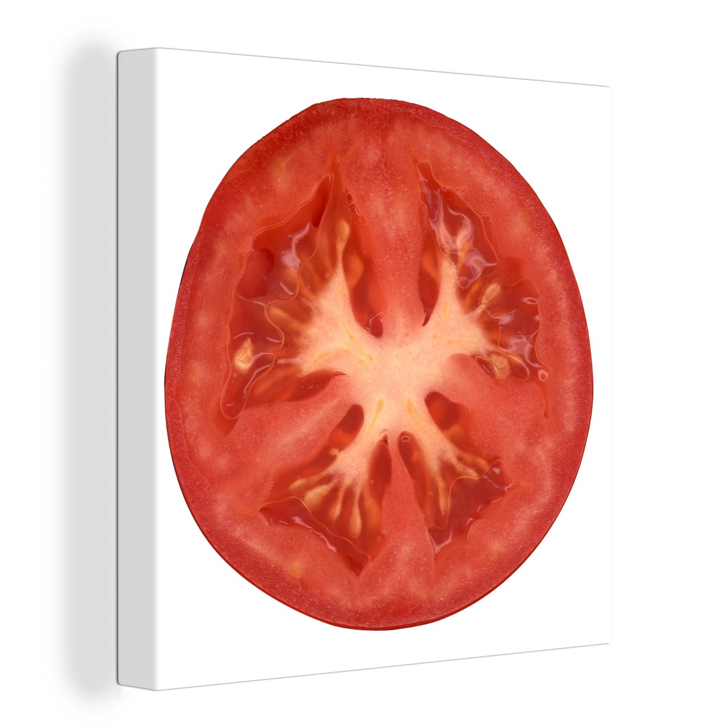 OneMillionCanvasses® Leinwandbild Tomate (1 St), Bilder Hälfte Die weißem Schlafzimmer Wohnzimmer für Hintergrund, Leinwand auf einer