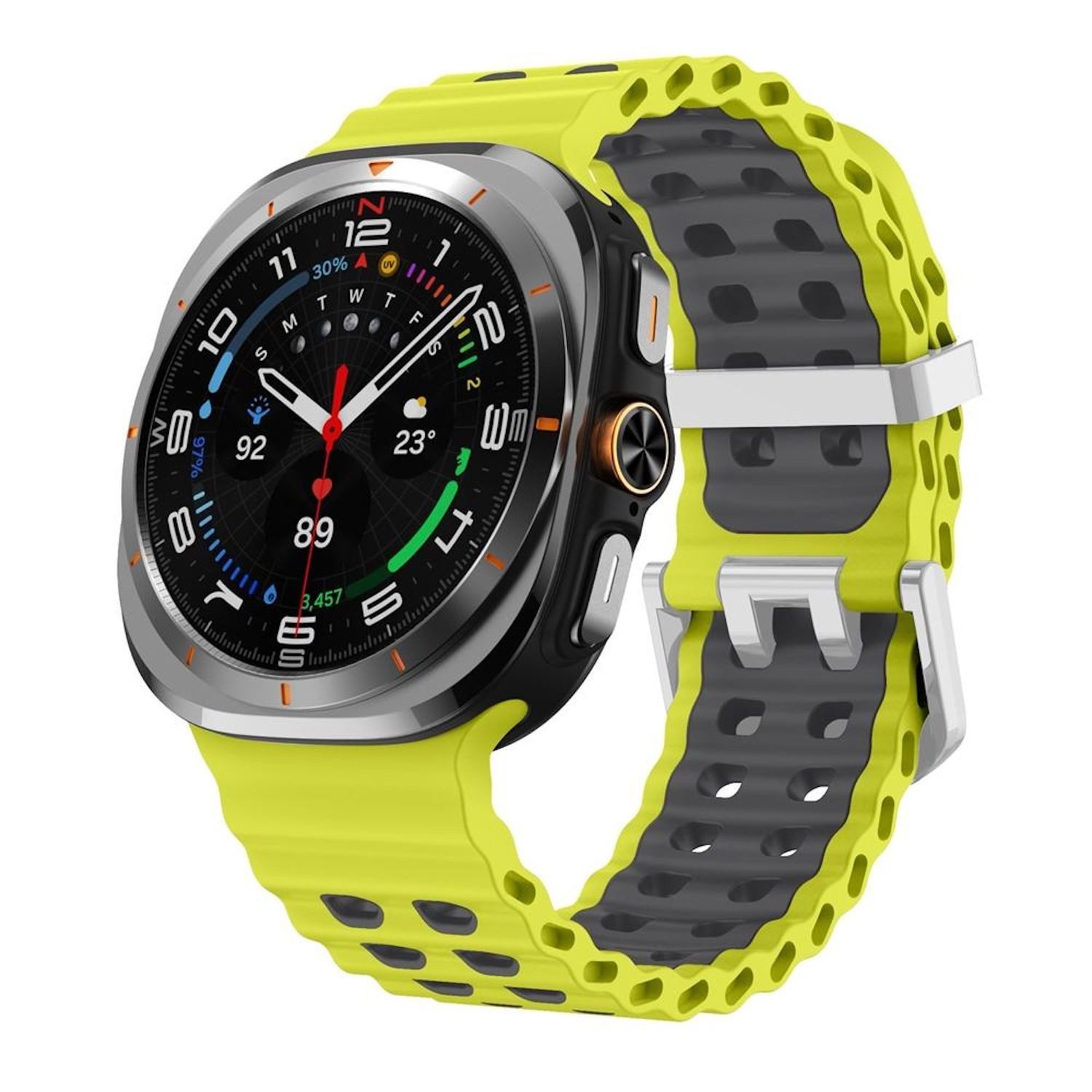 Wigento Smartwatch-Armband Für Samsung Galaxy Watch Ultra / Ultra 2025 Two Color Silikon Armband, Silikon Armband mit Ocean-Design und Silber-Schließe