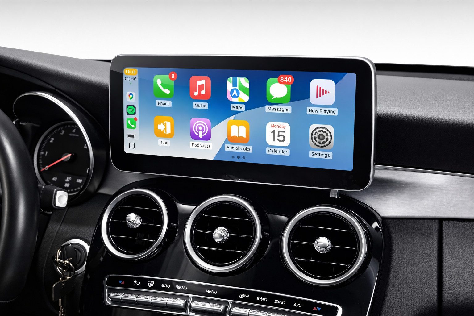 GABITECH Linux CarPlay/Android Auto Display für Mercedes C/GLC/V/X W205 NTG 5.0 Einbau-Navigationsgerät (Drahtlos Apple CARPLAY und Android Auto)