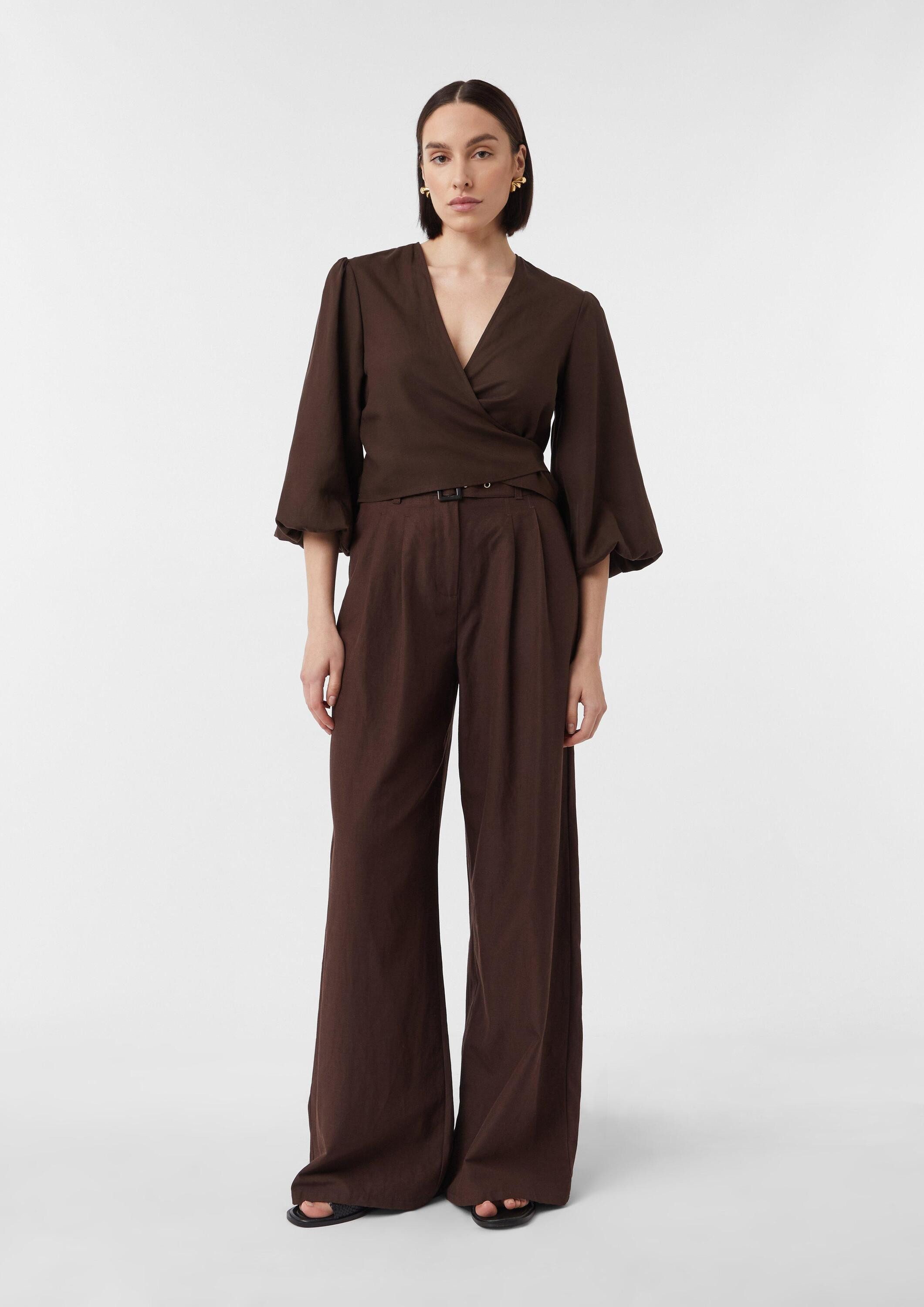 comma Chinos Hose Wide-Leg-Hose aus Leinenmix mit Stoffgürtel, comma x Füsu günstig online kaufen