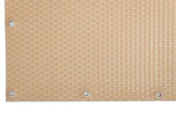 Rattan Art Balkonsichtschutz Polyrattan Balkonichtschutz mit Metallösen Beige 0,9m x 3m