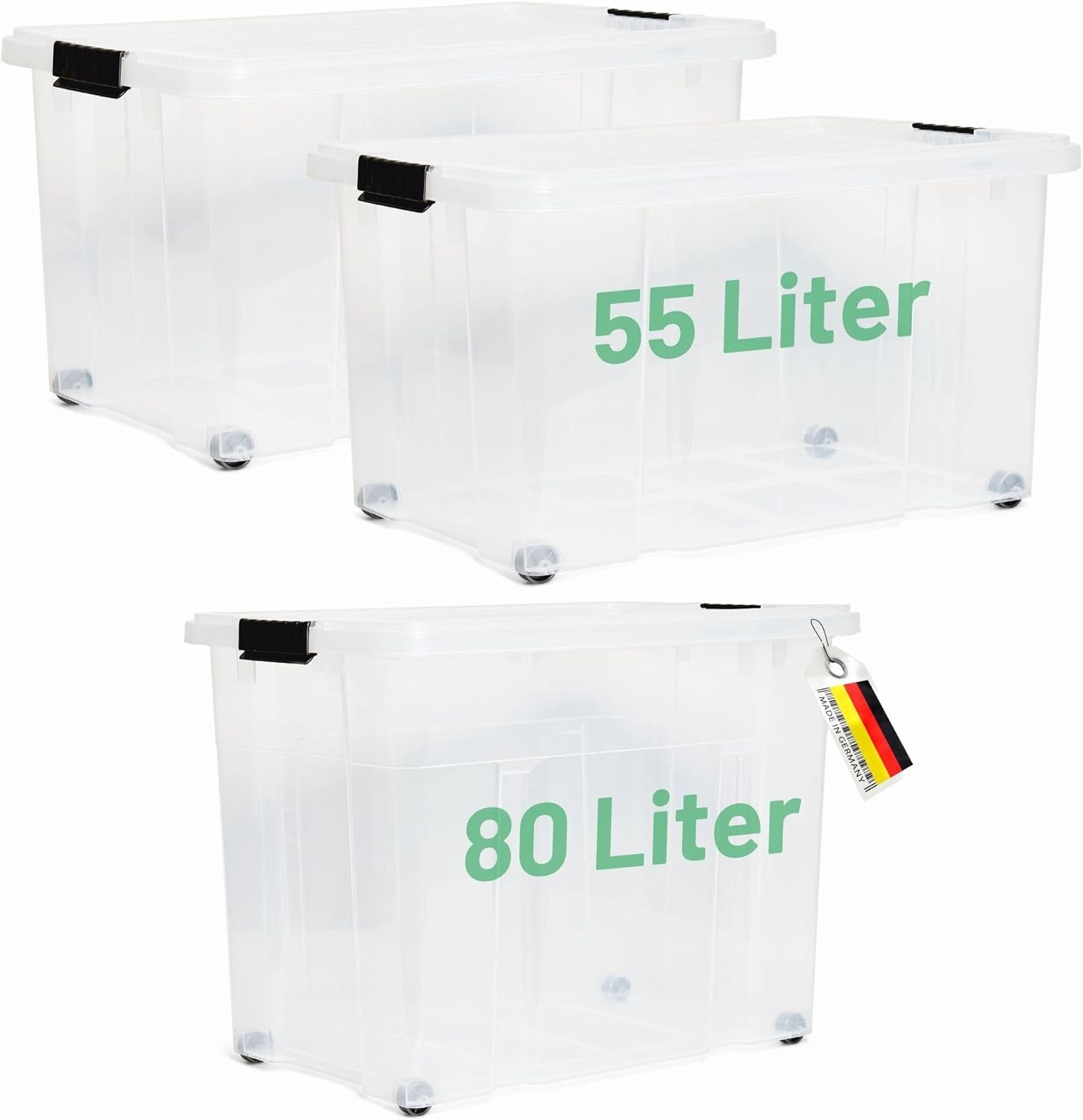 Novaliv Aufbewahrungsbox 30544-TRA-S8 (1 St), Novaliv 3 tlg Sparset Aufbewahrungsboxen mit Deckel Transparent 1x80 L