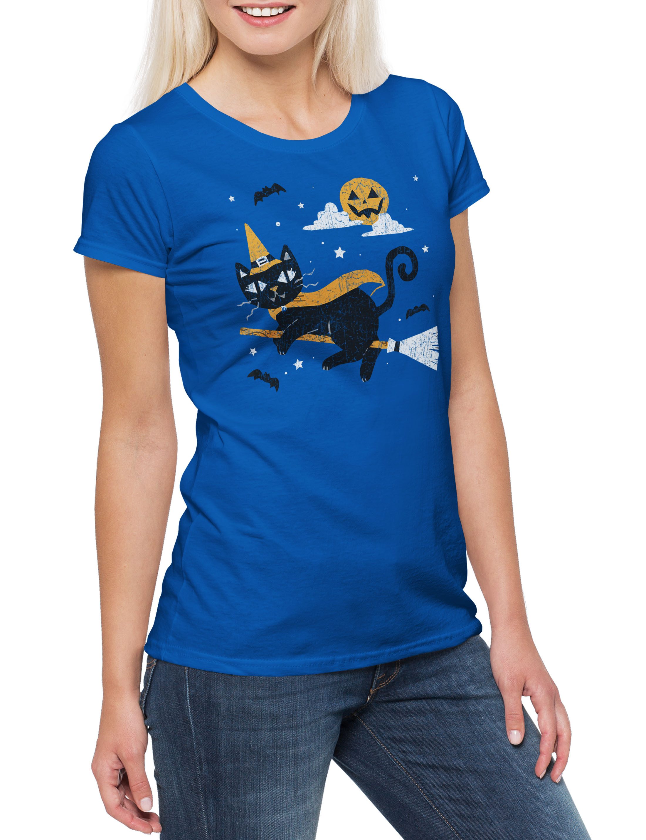 Urban Backwoods Print-Shirt Halloween Cat Witch günstig online kaufen