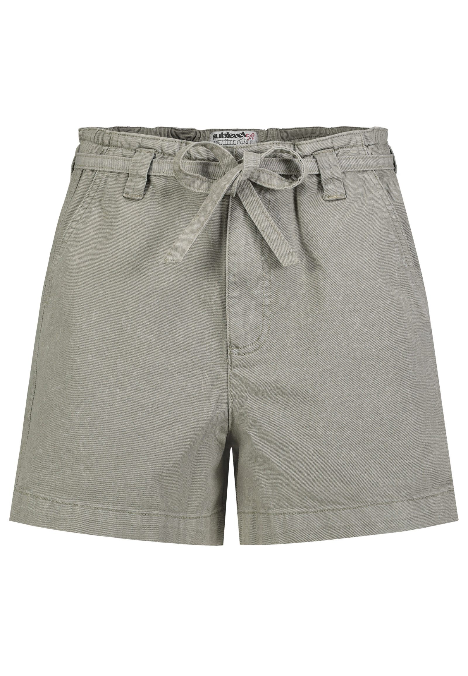 SUBLEVEL Jeansshorts Damen Denim Shorts mit Gummibund Coloured Denim Shorts, Bindegürtel