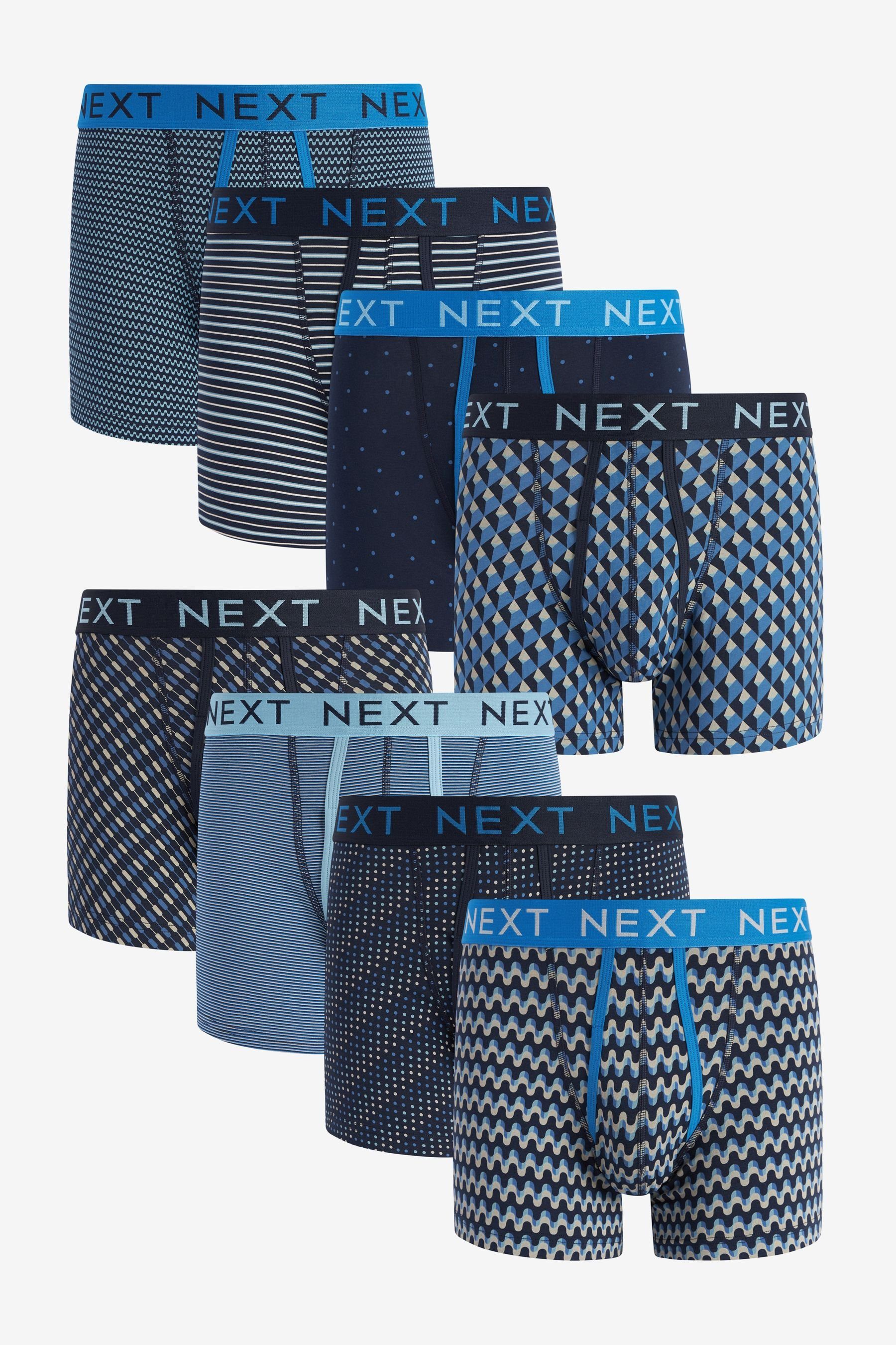 Next Boxershorts A-Front Boxershorts, Blue 8er-Pack Pattern (8-St)