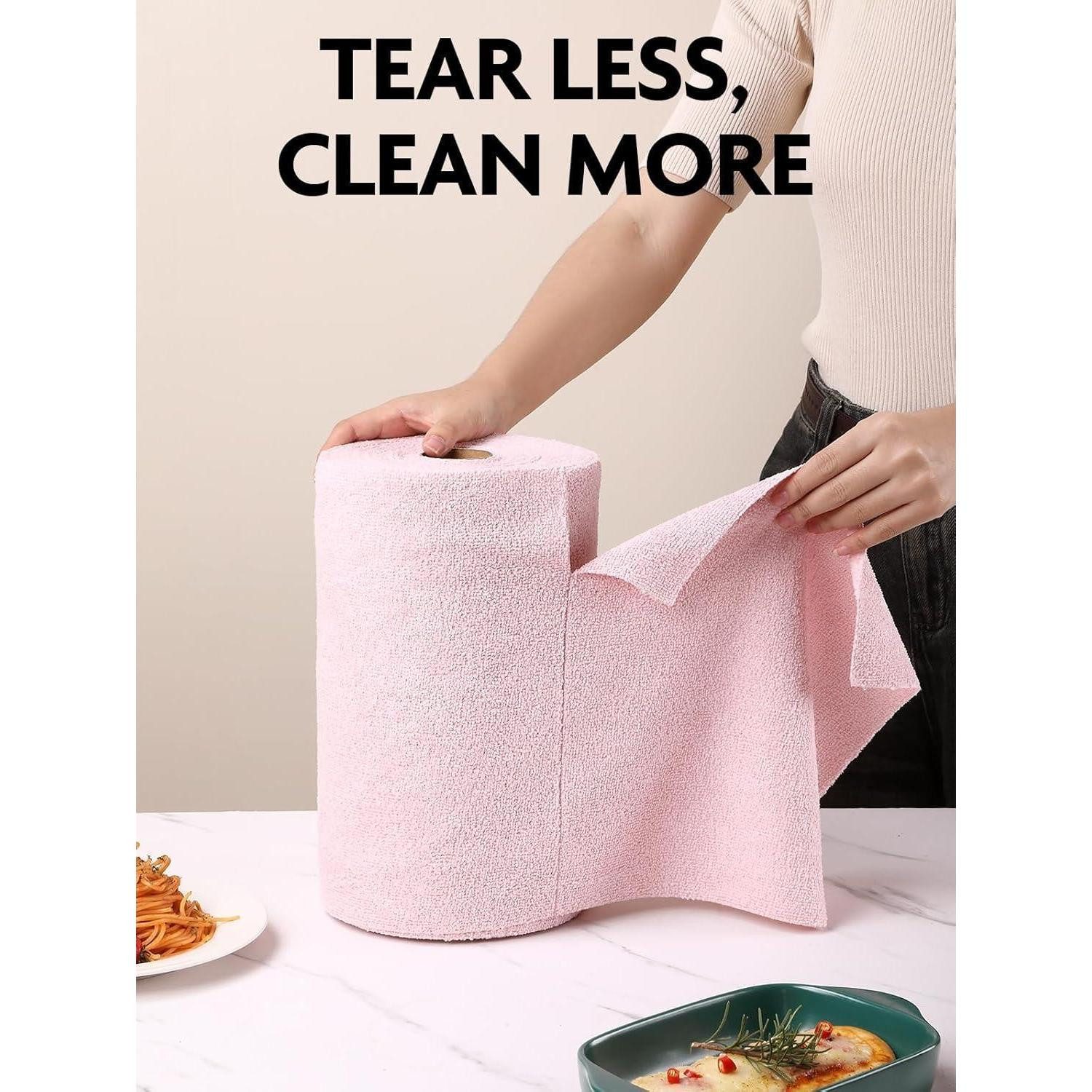 LuxusKollektion Reinigungstücher Mikrofaser abreißbar fusselfrei 30x30cm Rosa 75 Stück Mikrofasertuch