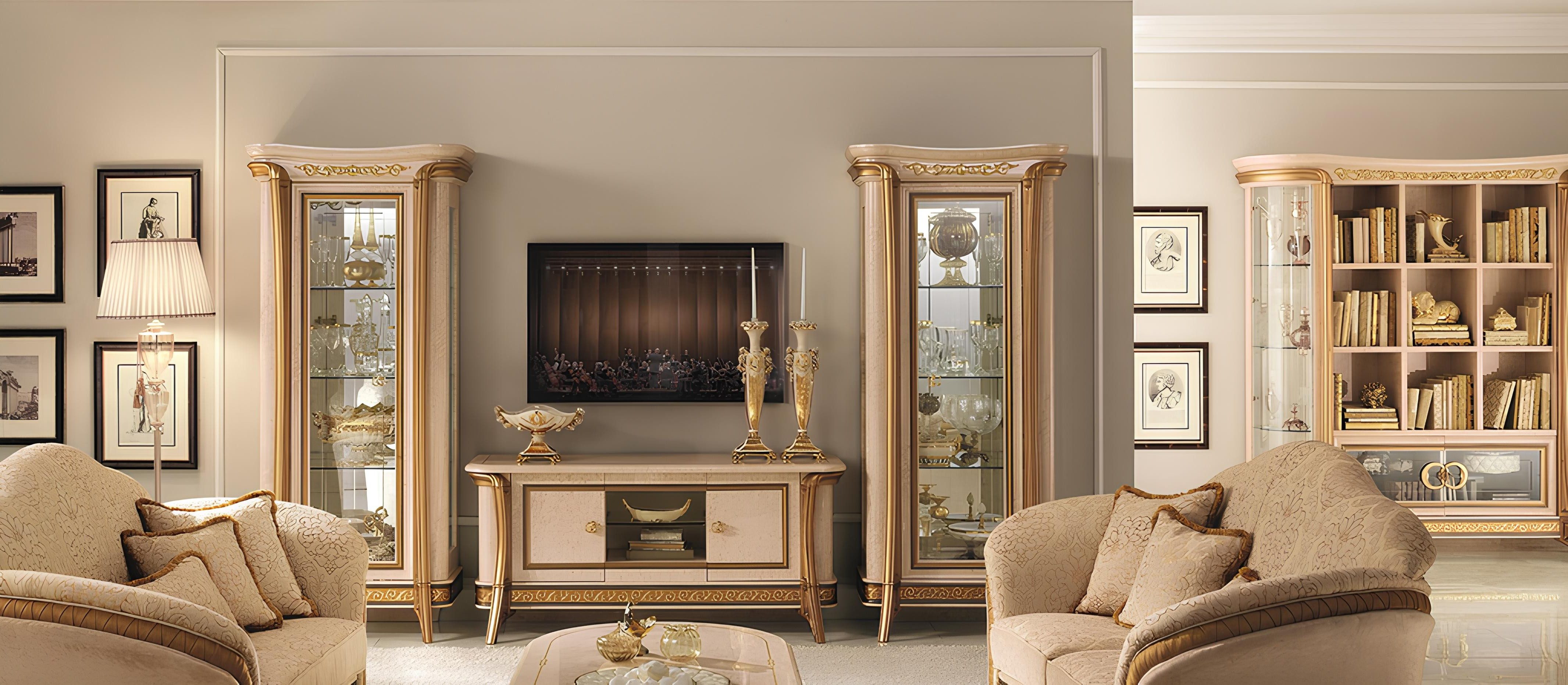Xlmoebel Wohnzimmer-Set Design Wohnwand 3-teilig mit Vitrine und Lowboard, (3-St), Made in Europa
