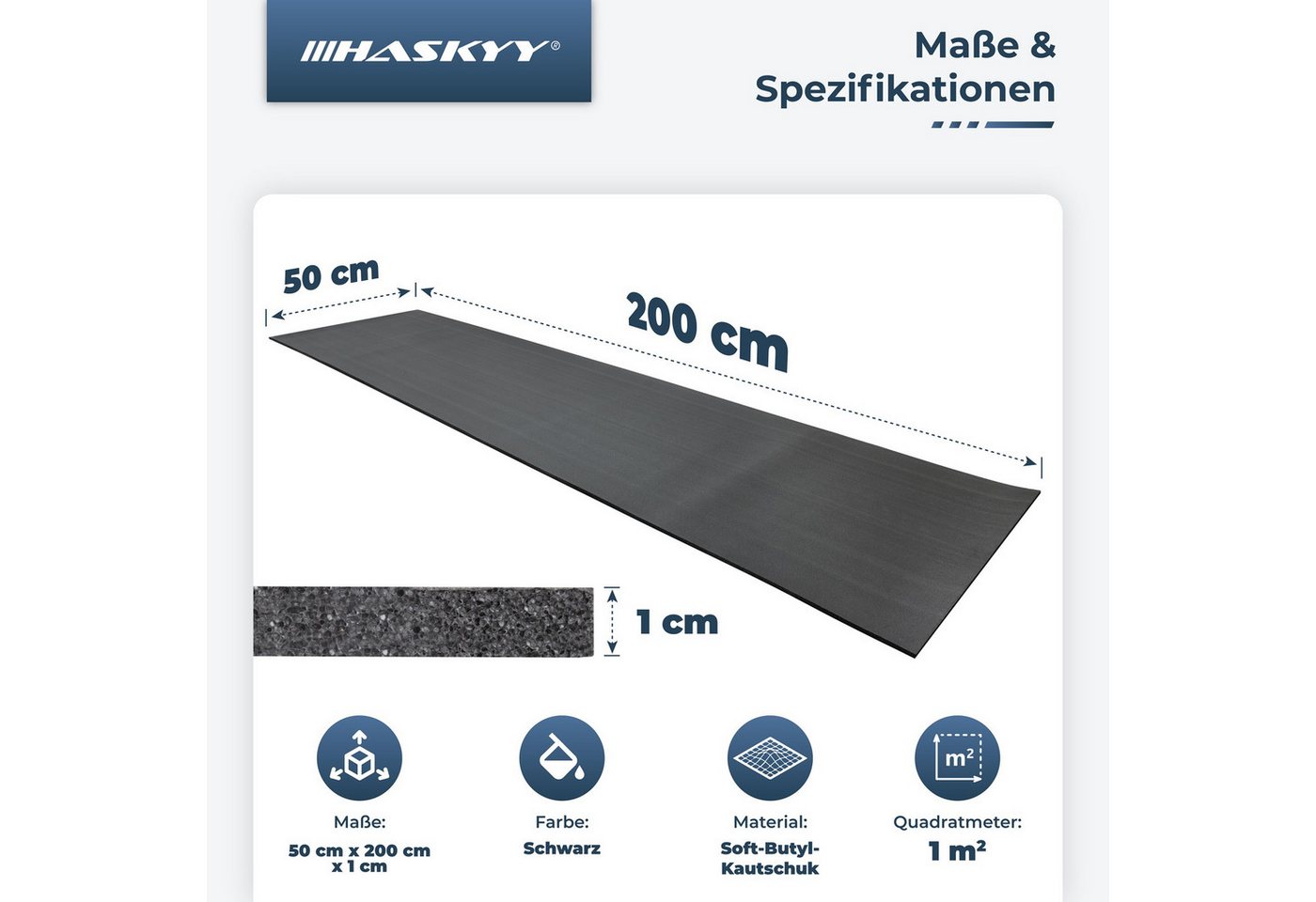 Thumbnail - HASKYY Akustikplatte HASKYY Schaumdämmung Akustik Schaumstoff 10mm Soft-Butyl Rolle 1qm