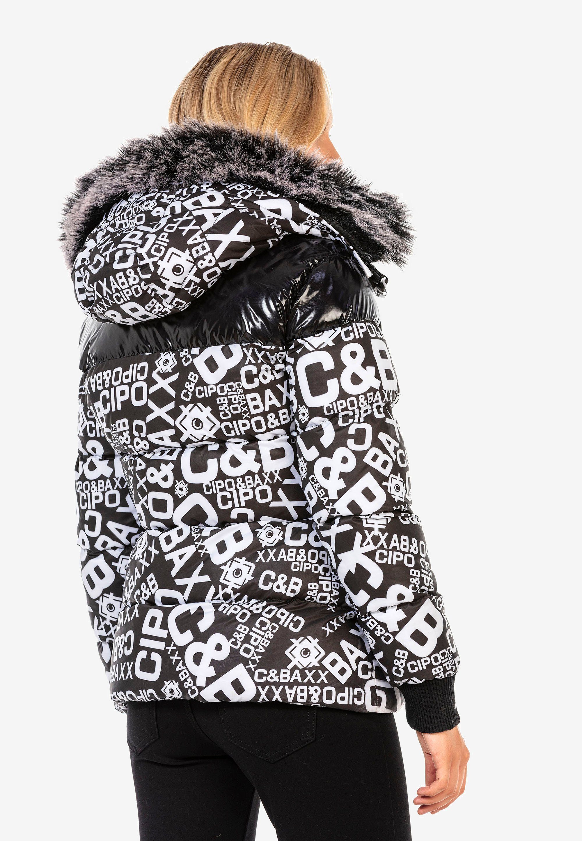 Cipo & Baxx Steppjacke mit modischem weiß-schwarz Allover-Print