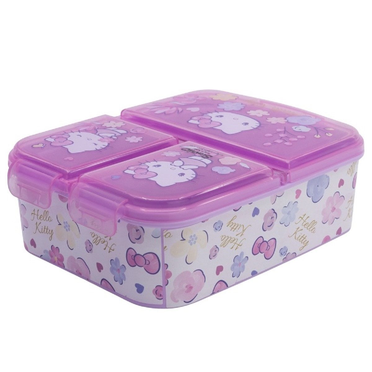 Stor Lunchbox Hello Kitty Kinder Brotdose – Lunchbox mit 3 Fächern & tollem Design, (Brotdose, 1x Deckel, 1x Brotdose), 3 Fächern