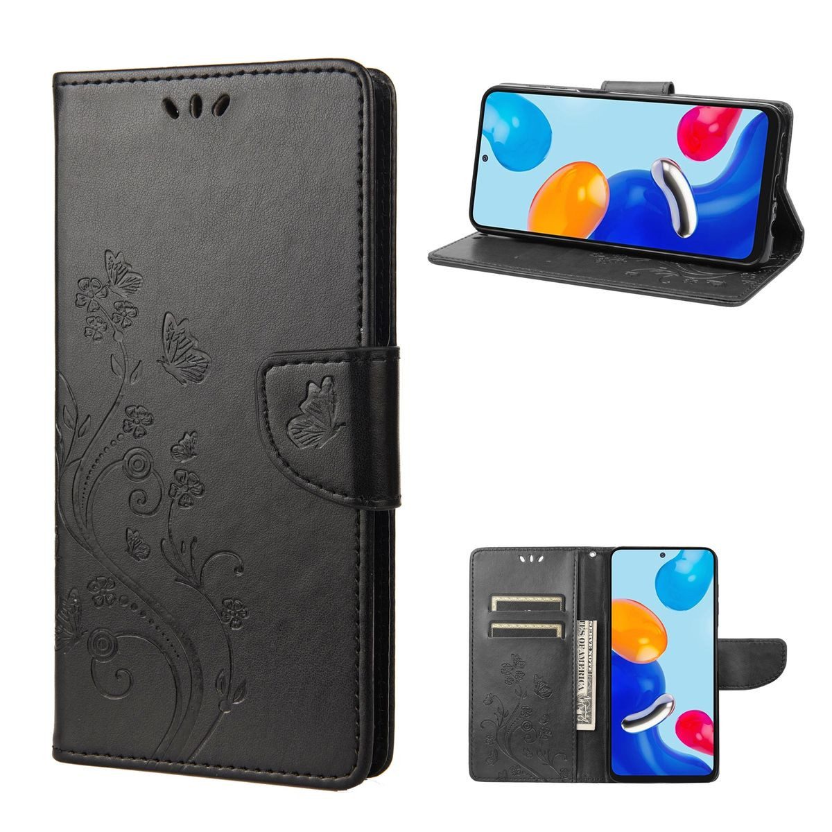 König Design Handyhülle Xiaomi Redmi Note 11 / Note 11S Global, Schutzhülle Schutztasche Case Cover Etuis Wallet Klapptasche Bookstyle