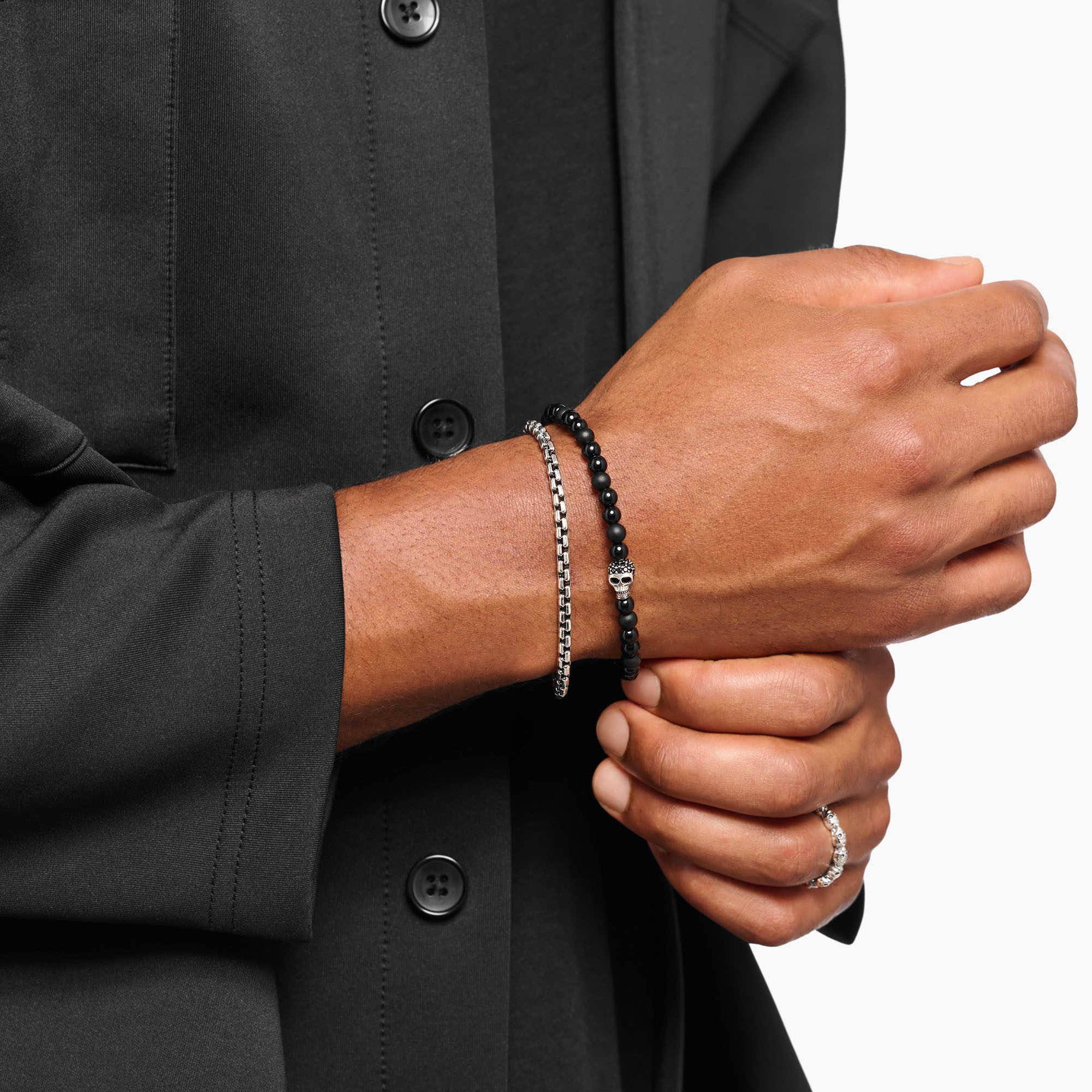THOMAS SABO Armband Talisman-Armband Skull/Totenkopf-Motiv, mit Obsidian, Zirkonia (synth)