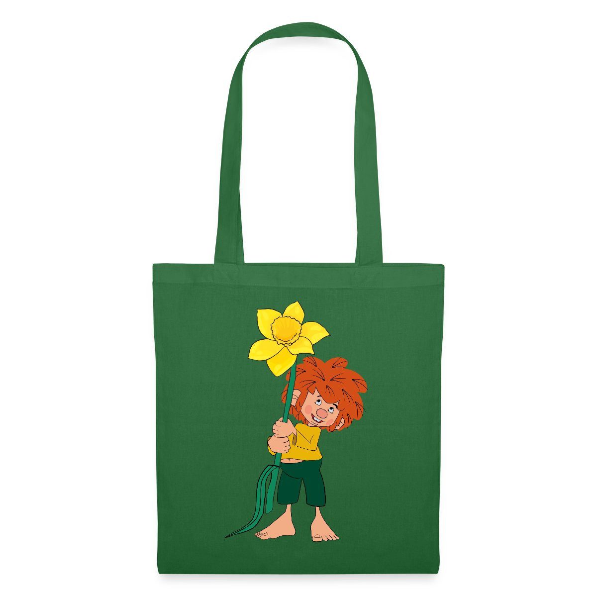 Spreadshirt Henkeltasche Pumuckl Design Mit Gelber Blume Stoffbeutel (1-tlg)