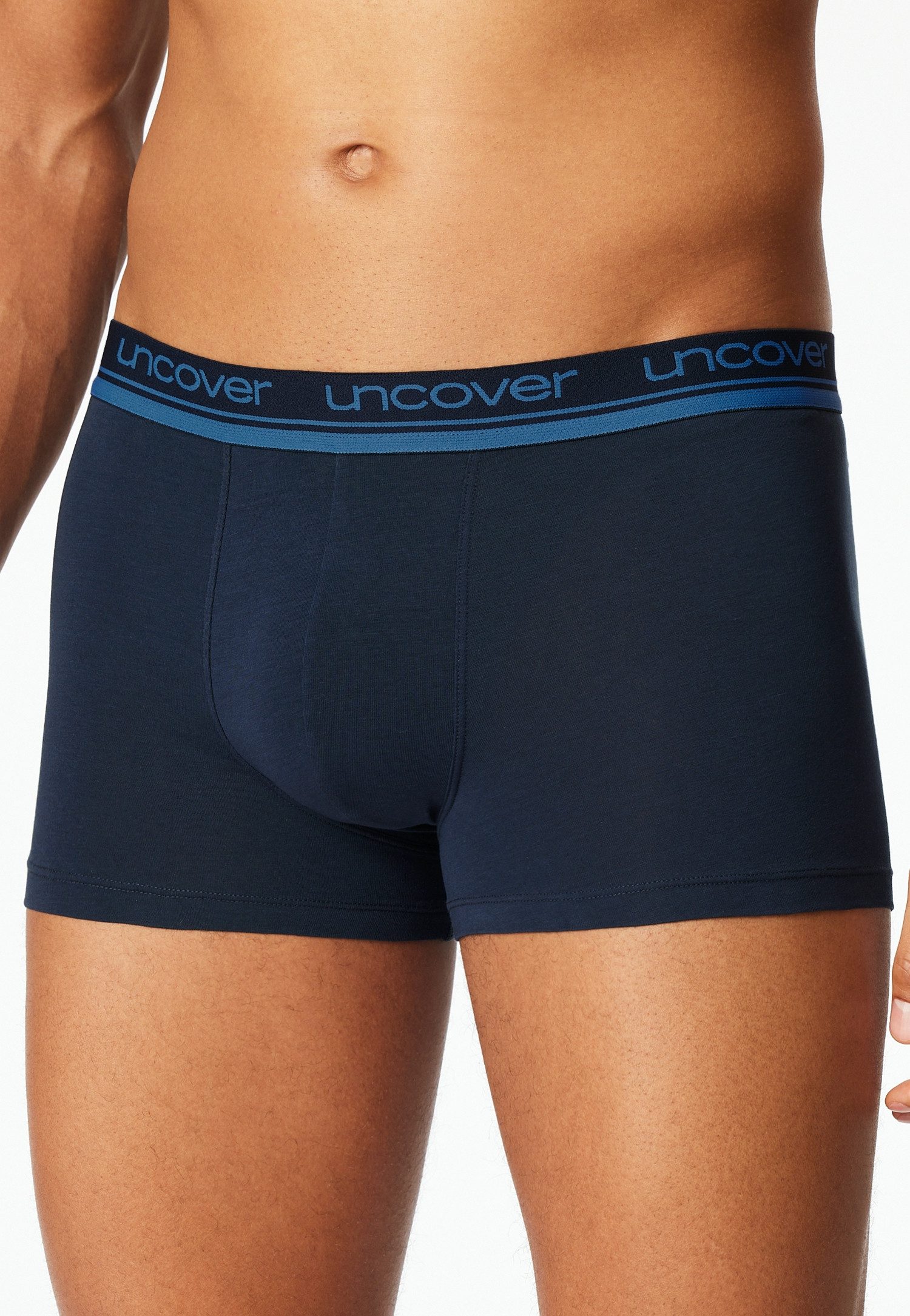 uncover by SCHIESSER Boxer Uncover Cotton (2er Pack) ohne Eingriff, Logo-Bund, elastisch, Single Jersey-Qualität