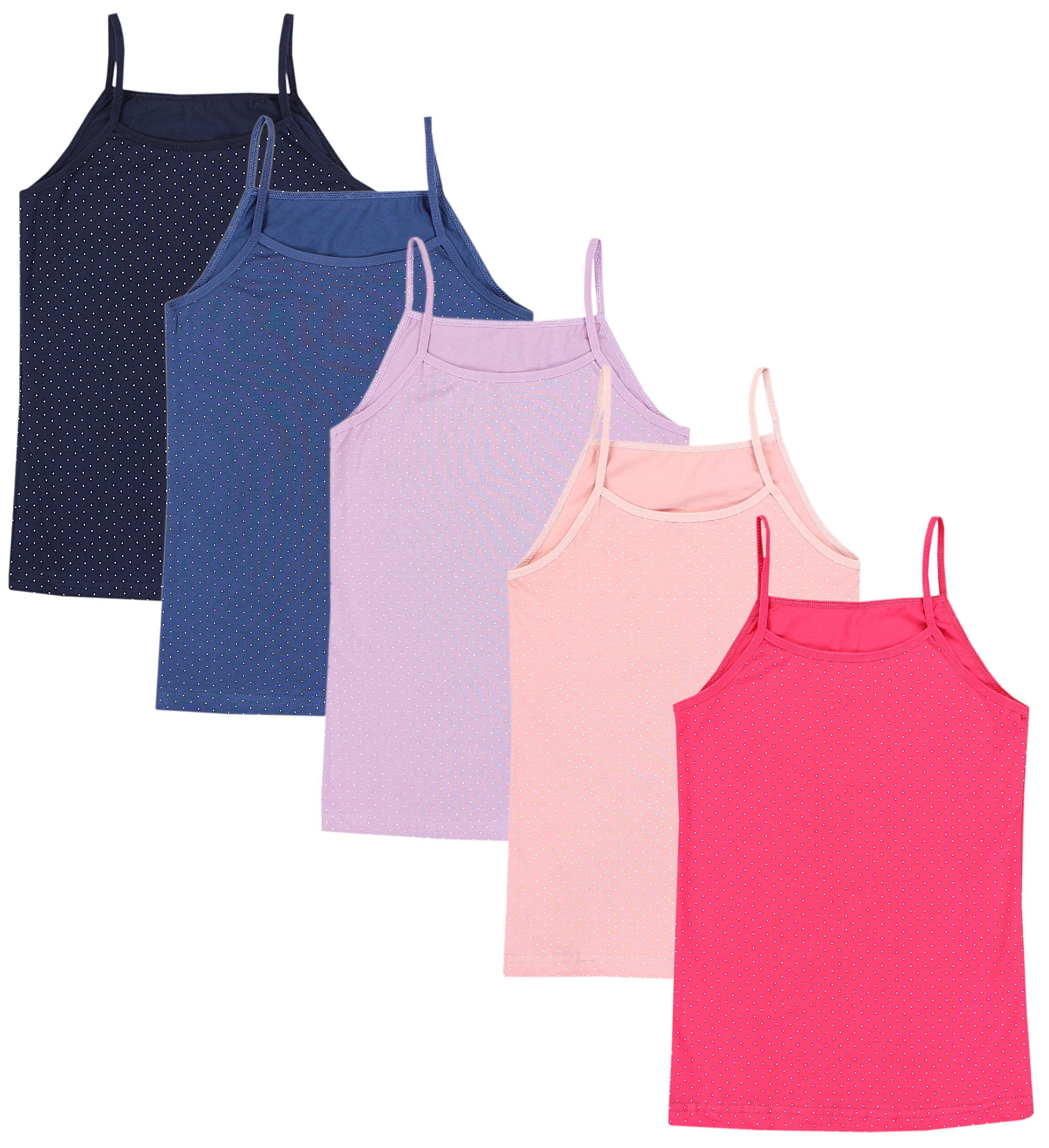 TupTam Unterhemd TupTam Mädchen Unterhemd Spaghettiträger Top 5er Pack Punkte Rosa Blau Lila