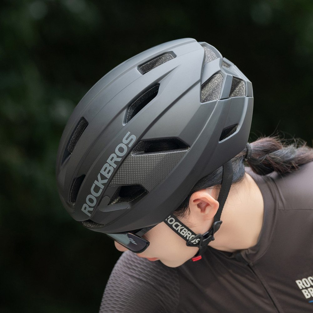ROCKBROS Fahrradhelm Fahrradhelm Carbonhelm (Spar-Set, 1-tlg., 58-62 cm leicht), Carbon, 3D-GRID, Magnetverschluss, belueftet