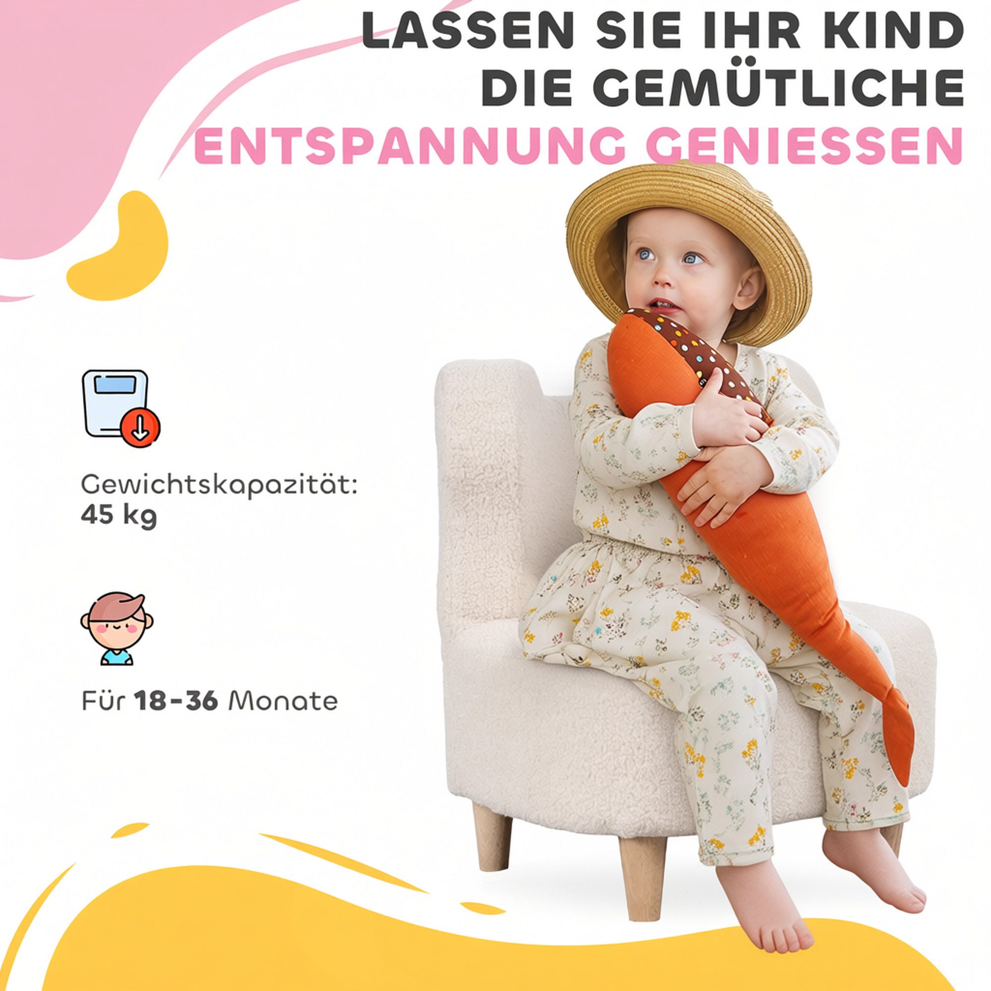 AIYAPLAY Kindersessel Kindersofa Kinderstuhl mit Teddyfleece-Optik, Bärenform (Kinderstuhl mit Holzbeine, 1-St., Kindersofa), für Kinderzimmer, Spielzimmer, Bei – Bild 4 von 5