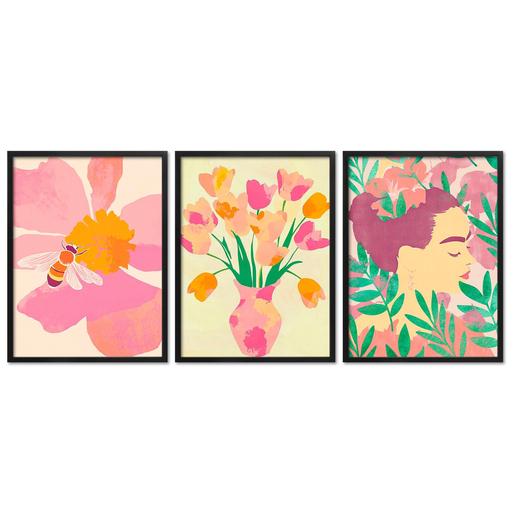 ARTFAVES Bilder-Collage Poster Set Dopamine Trio 3 I mehrteilige Bilderwand I Wandbilder Abstr, (Wandbilder modern, 3 St)