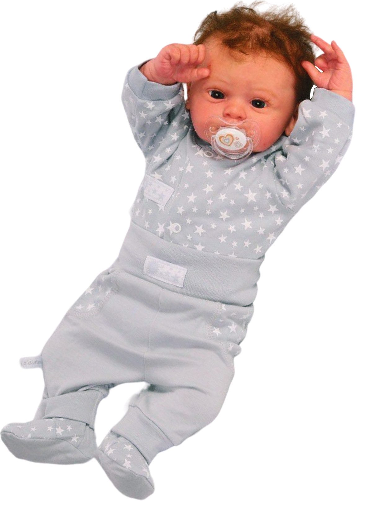 La Bortini Shirt & Hose Baby Anzug 2Tlg Hose und Hemdchen in Grau mit Sternenmuster aus reiner Baumwolle, 44 50 56 62 68 74 80 86