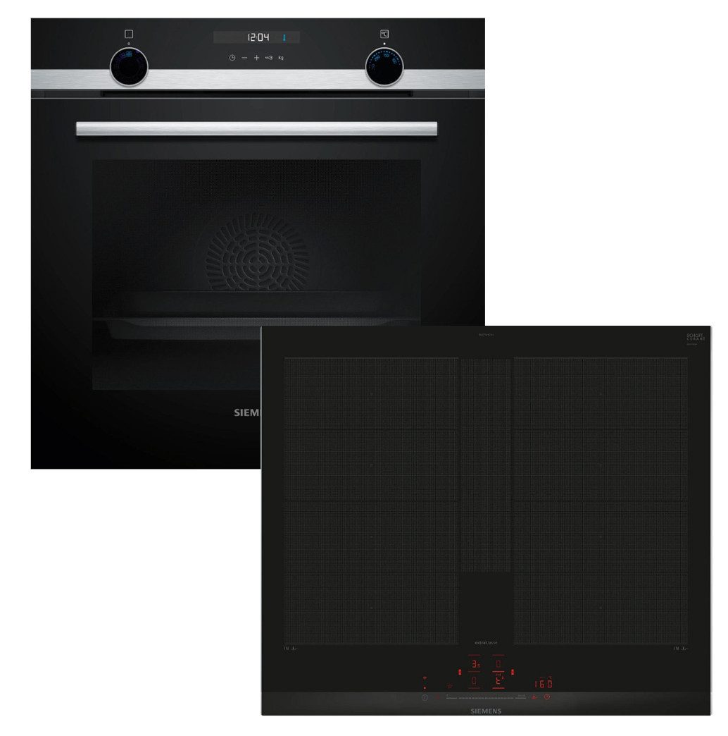 SIEMENS Backofen-Set Backofen 3DHeißluft Hydrolyse+ Induktionsfeld flex Zonen PowerBoost, Hydrolyse