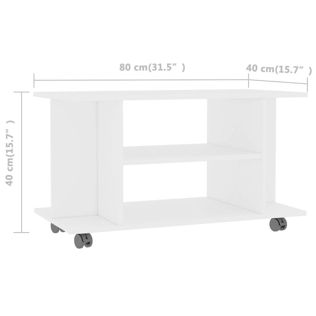 80x40x40 furnicato Weiß TV-Schrank cm Holzwerkstoff Rollen mit