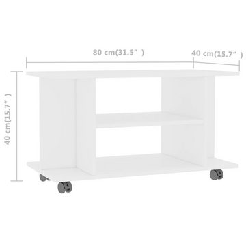 furnicato TV-Schrank mit Rollen Weiß 80x40x45 cm Holzwerkstoff