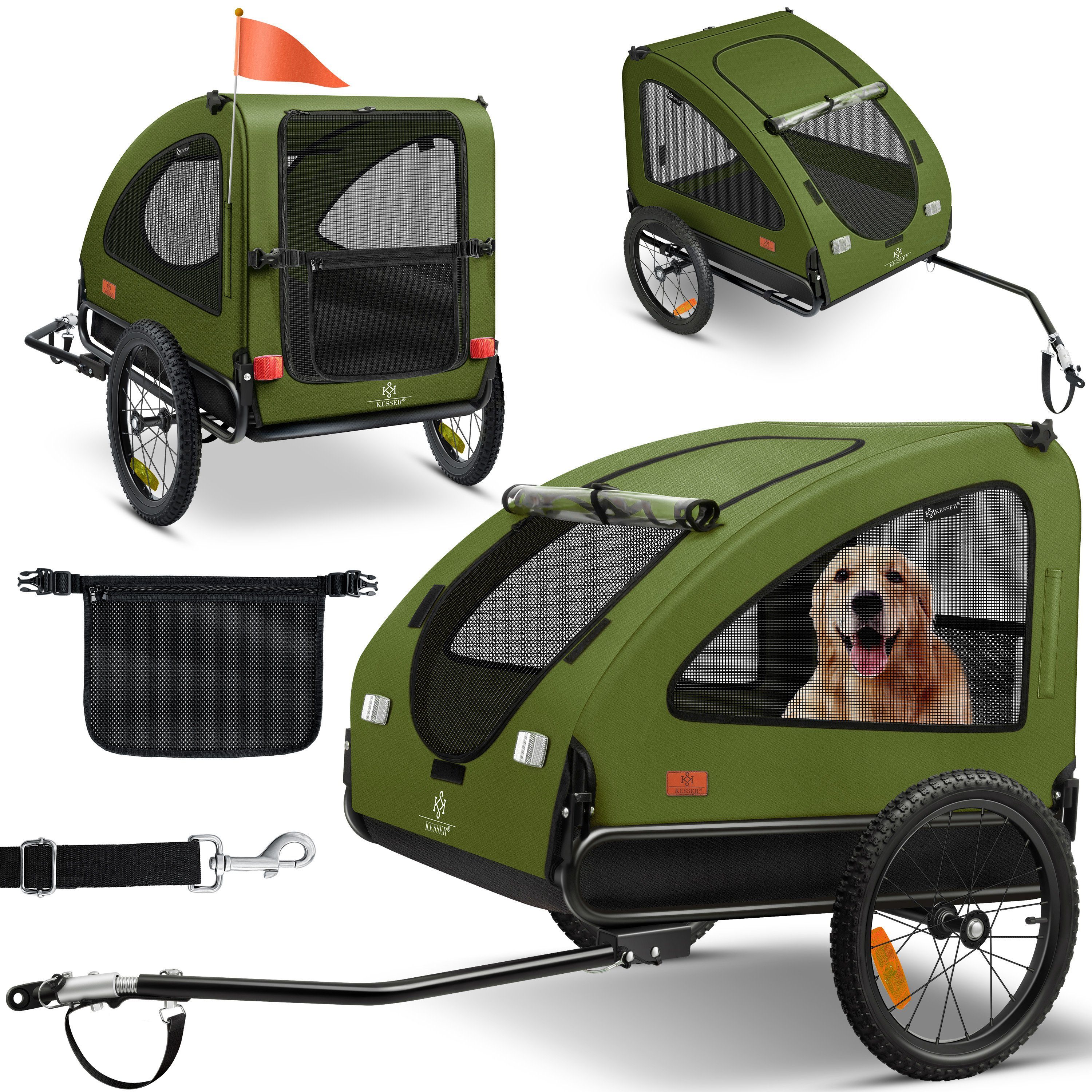 KESSER Fahrradhundeanhänger, Hundeanhänger Boxer 2-in-1 Hundebuggy Fahrradanhänger groß