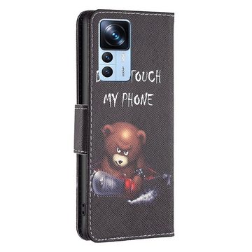 Wigento Handyhülle Für Xiaomi 12T / 12T Pro Kunstleder Handy Tasche Book Motiv 1 Schutz Hülle Case Cover Etui Neu