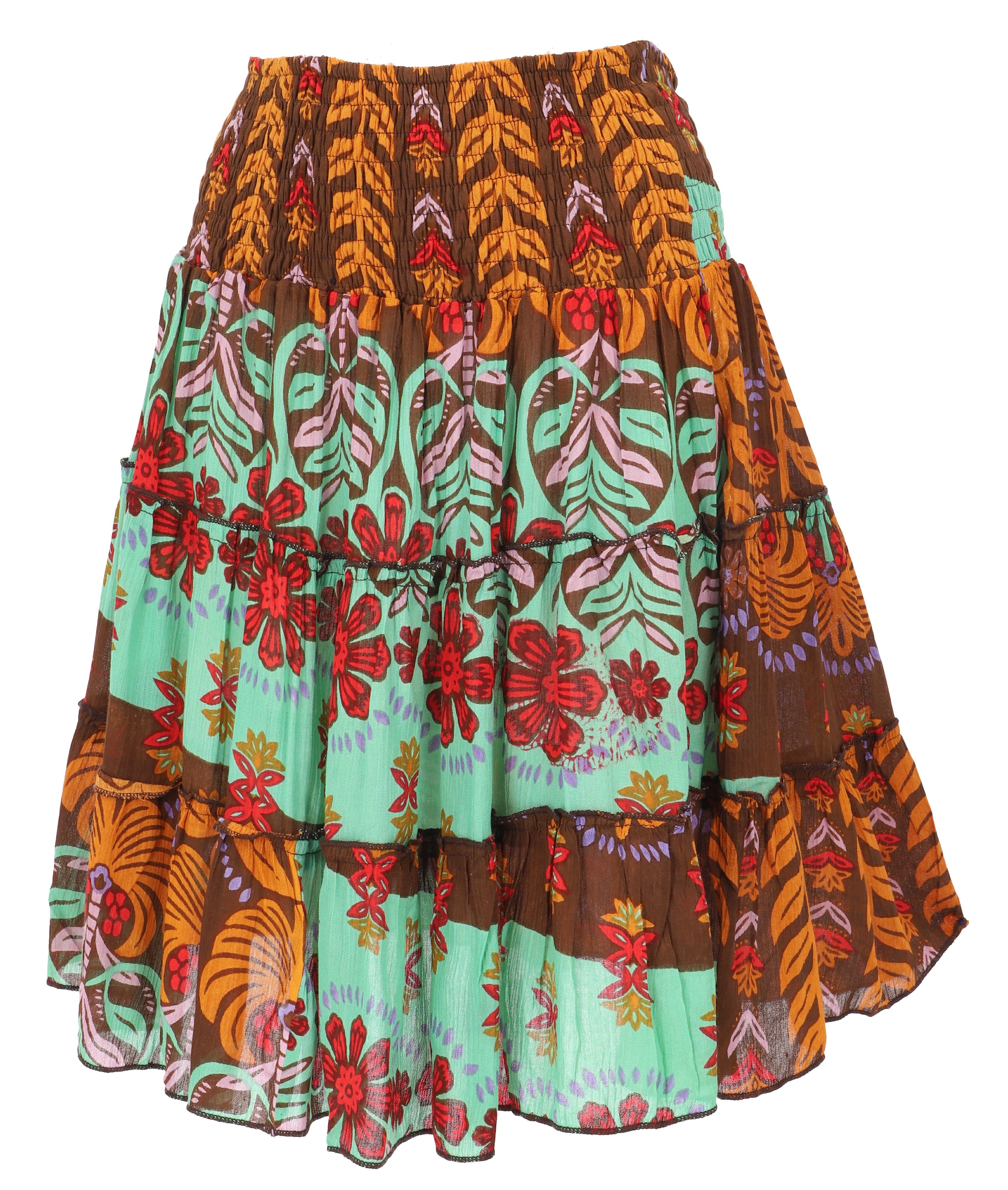 Guru-Shop Minirock Leichter Retro Minirock, Boho Sommerrock - currry alternative Bekleidung
